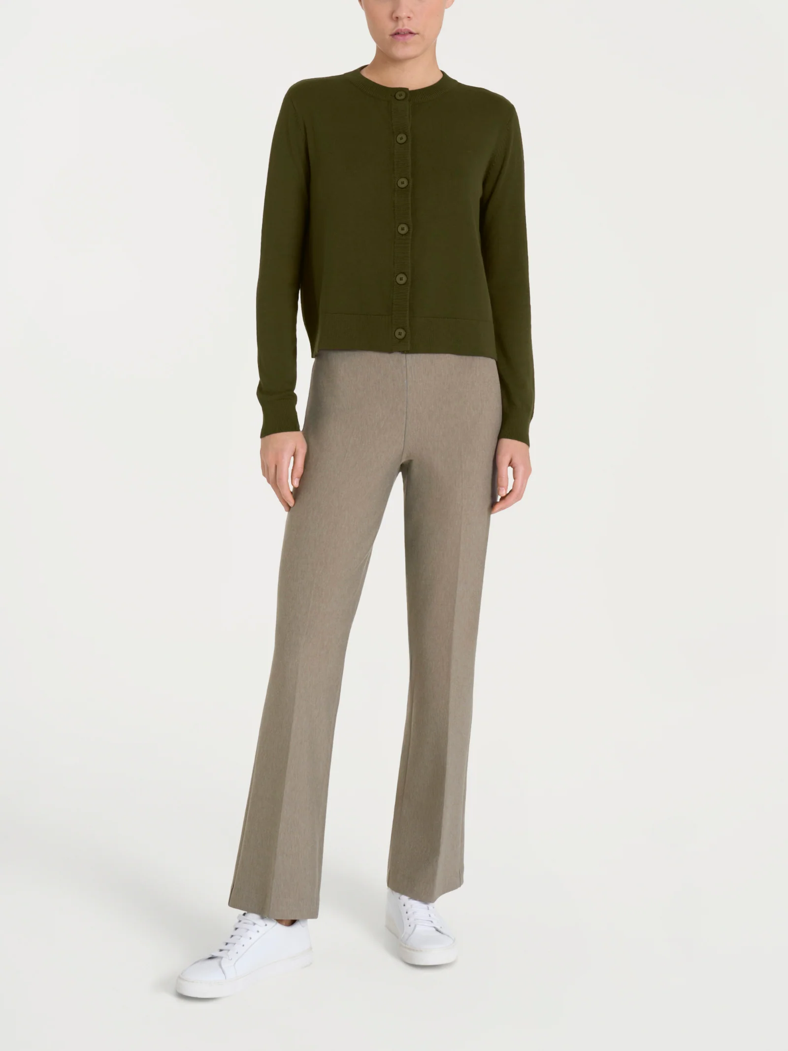 Cardigan corto con bottoni Four Seasons - Dark Olive - Image 4