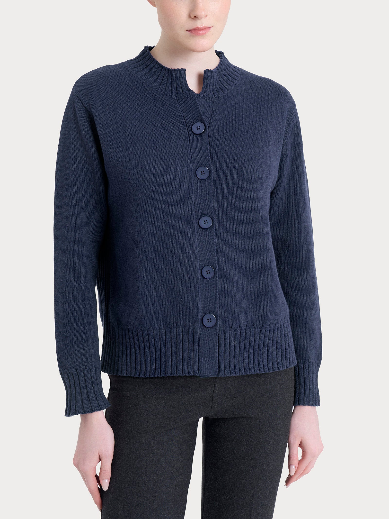 Cardigan corto con bottoni in Winter Cotton - Avio Mel.