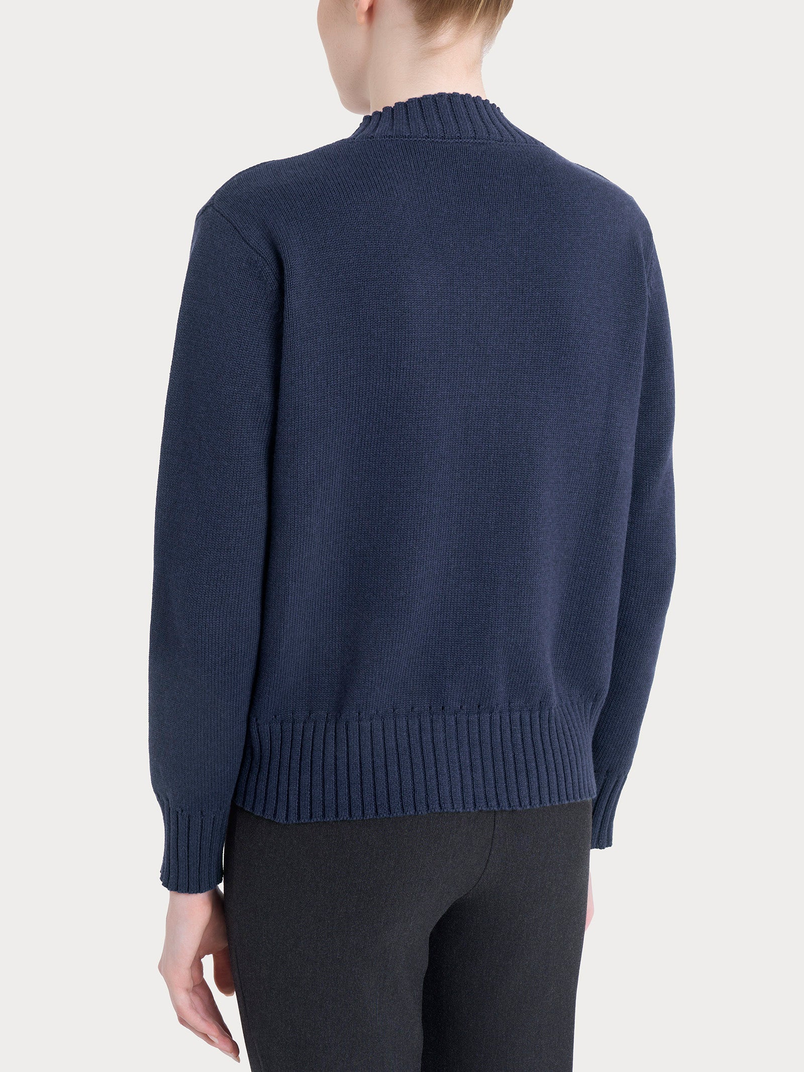 Cardigan corto con bottoni in Winter Cotton - Avio Mel. - Image 2