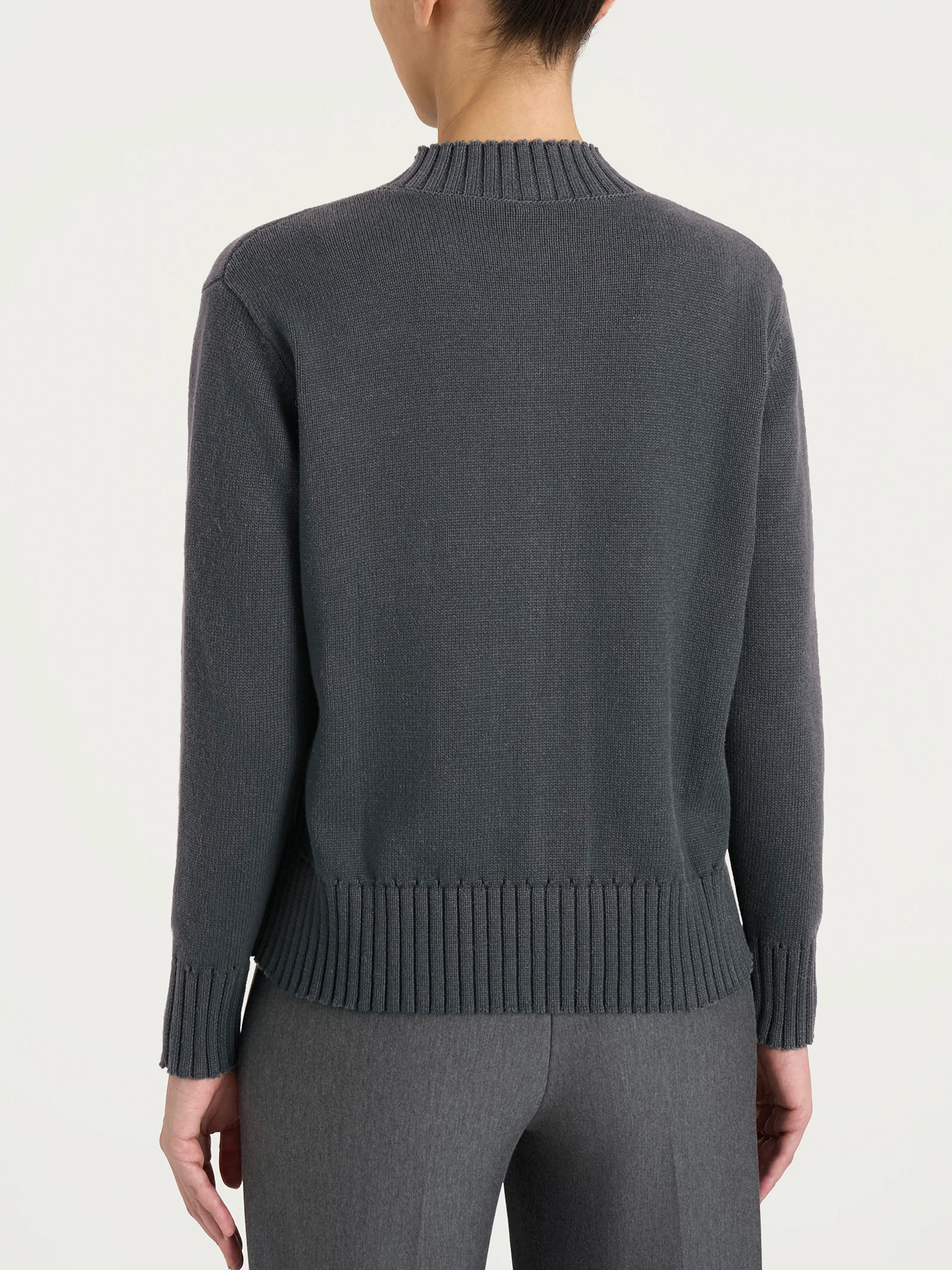 Cardigan corto con bottoni in Winter Cotton  - Ardesia Mel. - Image 2