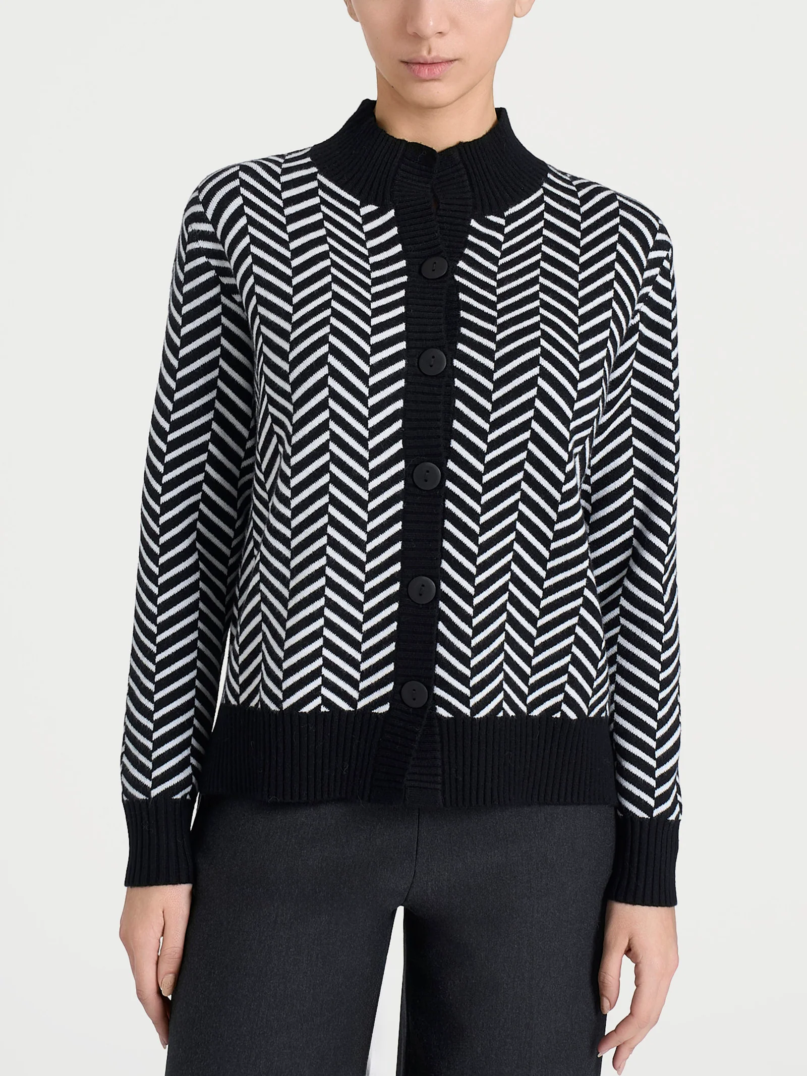 Cardigan corto con fantasia spigata in Super Soft - Fant.Nero