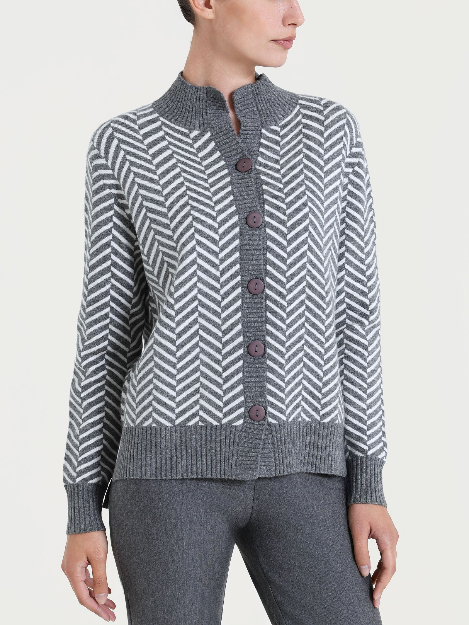 Cardigan corto con fantasia spigata in Super Soft - Fant. Ferro Mel.