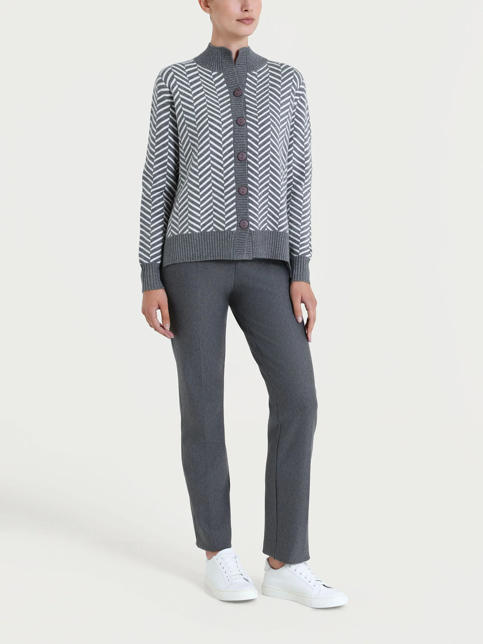 Cardigan corto con fantasia spigata in Super Soft - Fant. Ferro Mel. - Image 5