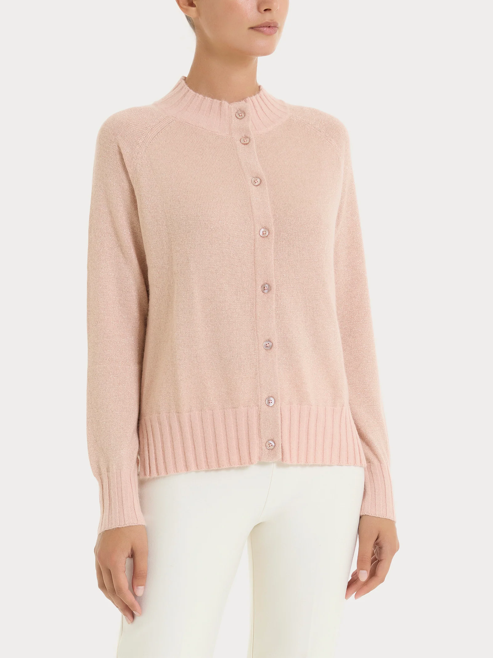Cardigan corto in Natural Soft e Lurex - Cameo Rose