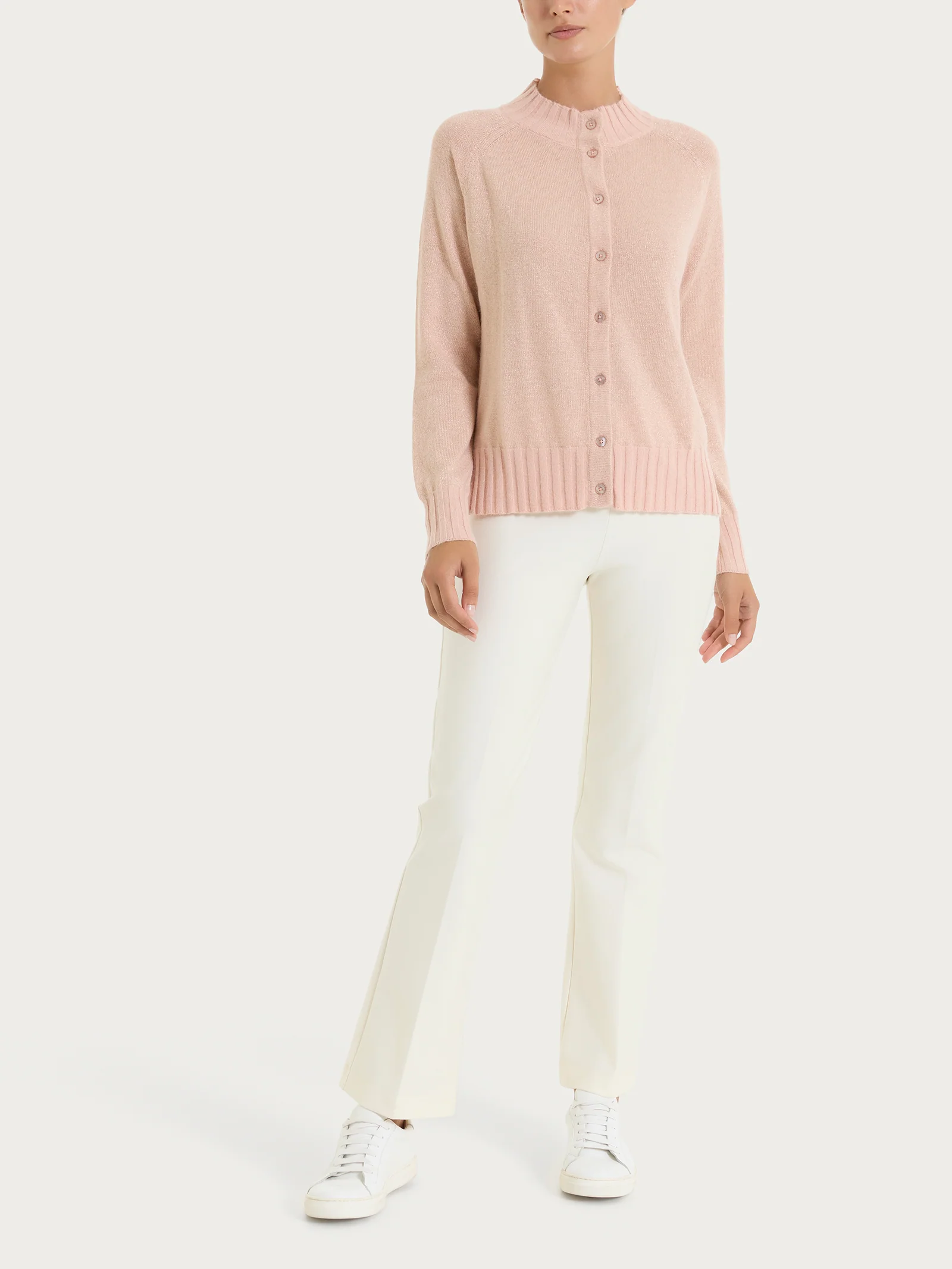 Cardigan corto in Natural Soft e Lurex - Cameo Rose - Image 4