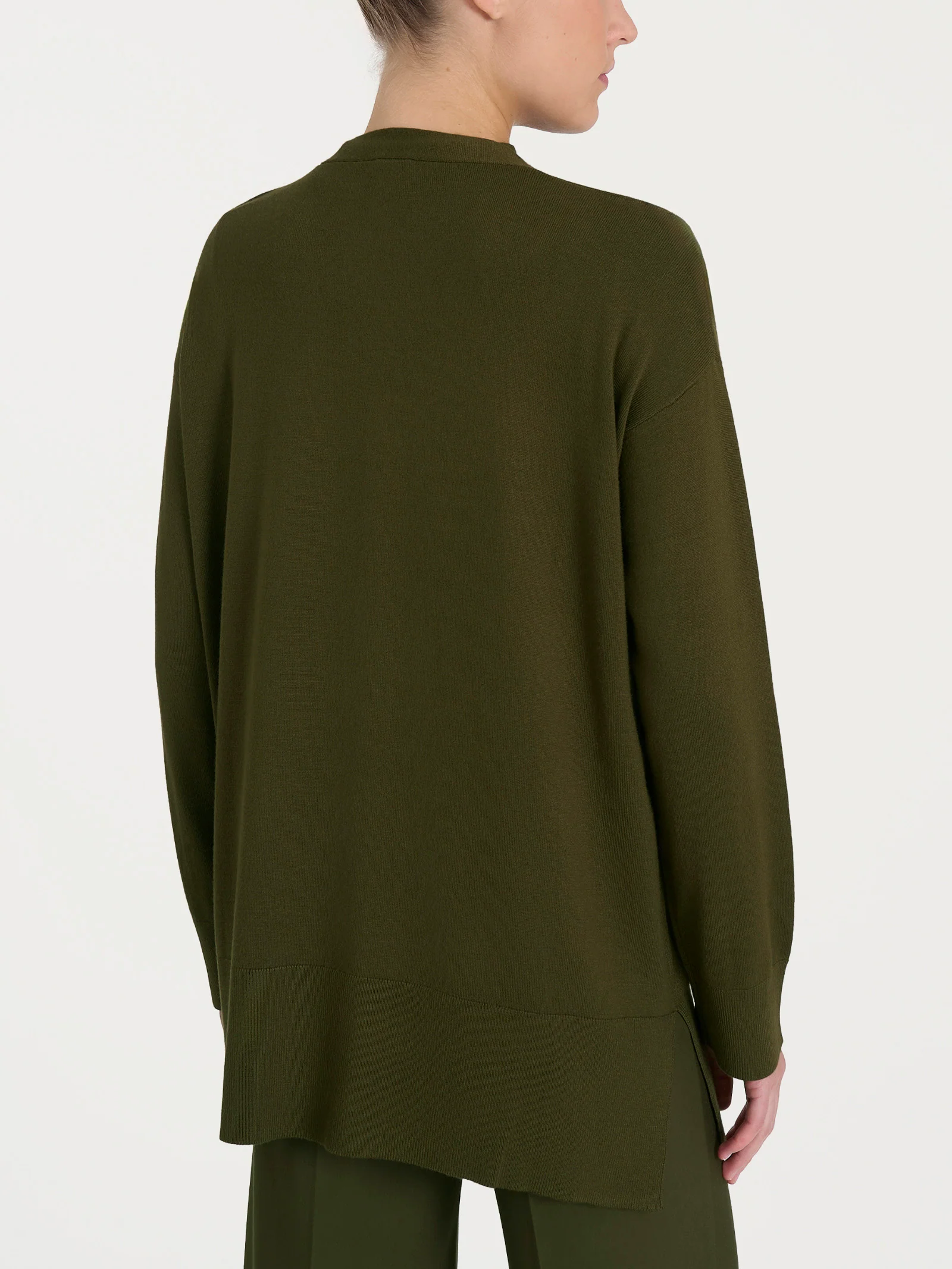 Cardigan over con bottoni Four Seasons - Dark Olive - Image 2