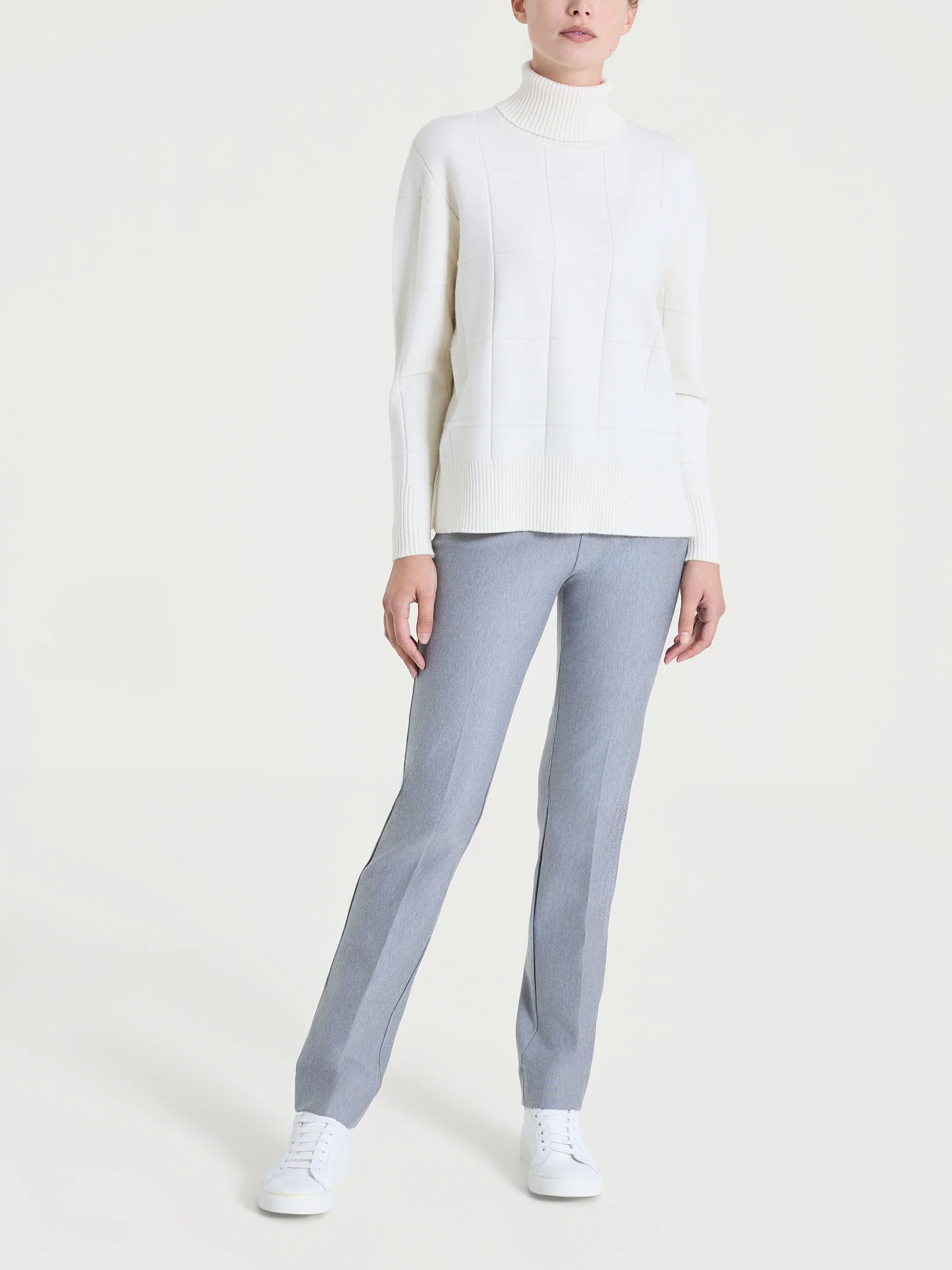Dolcevita con fantasia check in Super Soft - Avorio - Image 5