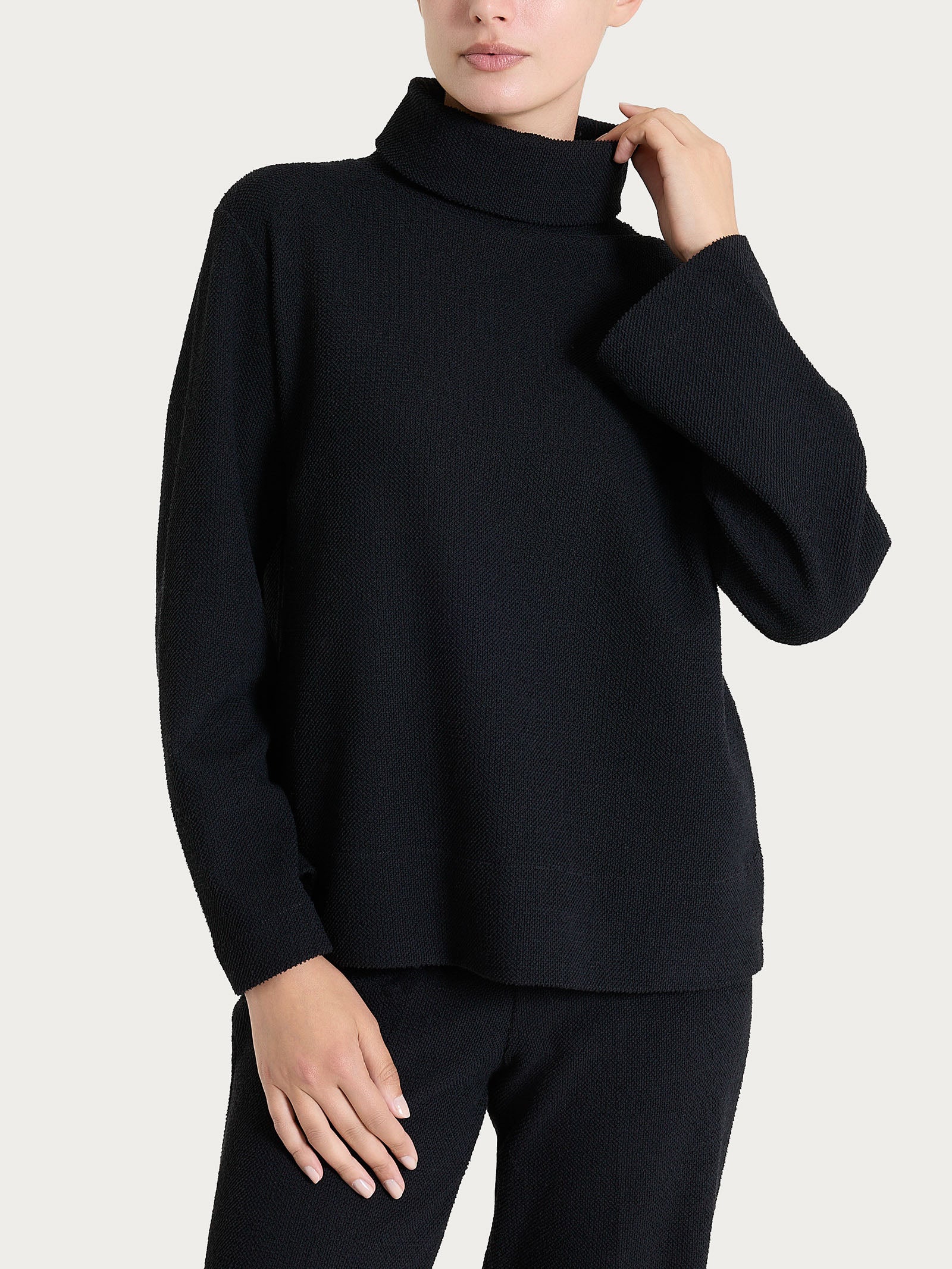 Felpa con collo a ciambella in Japanese Fleece - Nero