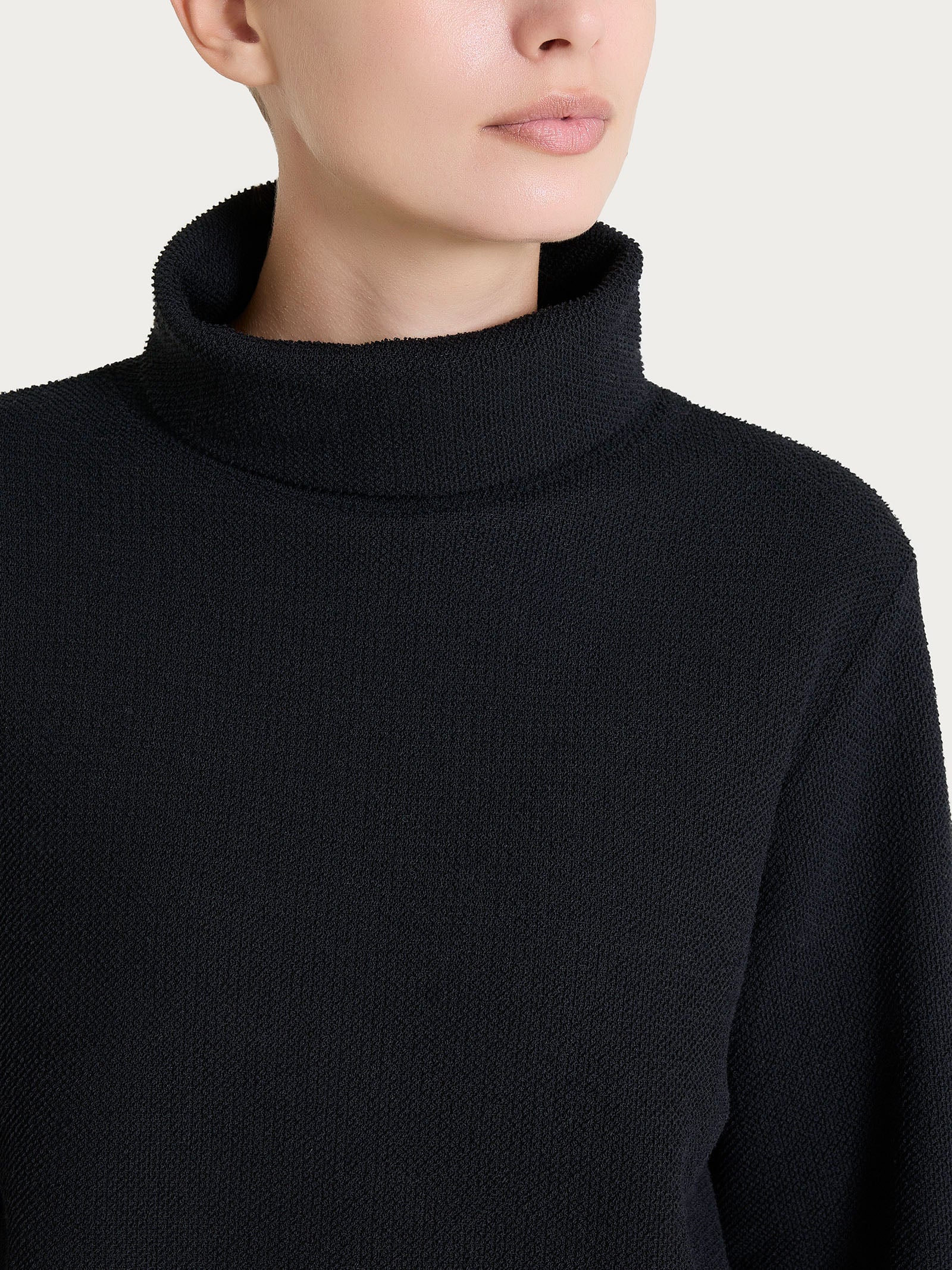 Felpa con collo a ciambella in Japanese Fleece - Nero - Image 3