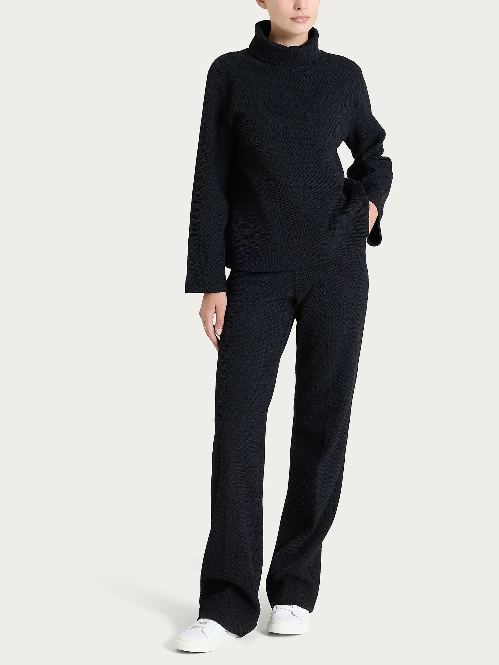Felpa con collo a ciambella in Japanese Fleece - Nero - Image 4