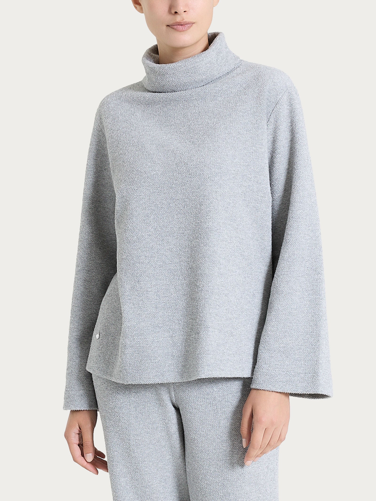Felpa con collo a ciambella in Japanese Fleece - Grigio Mel.