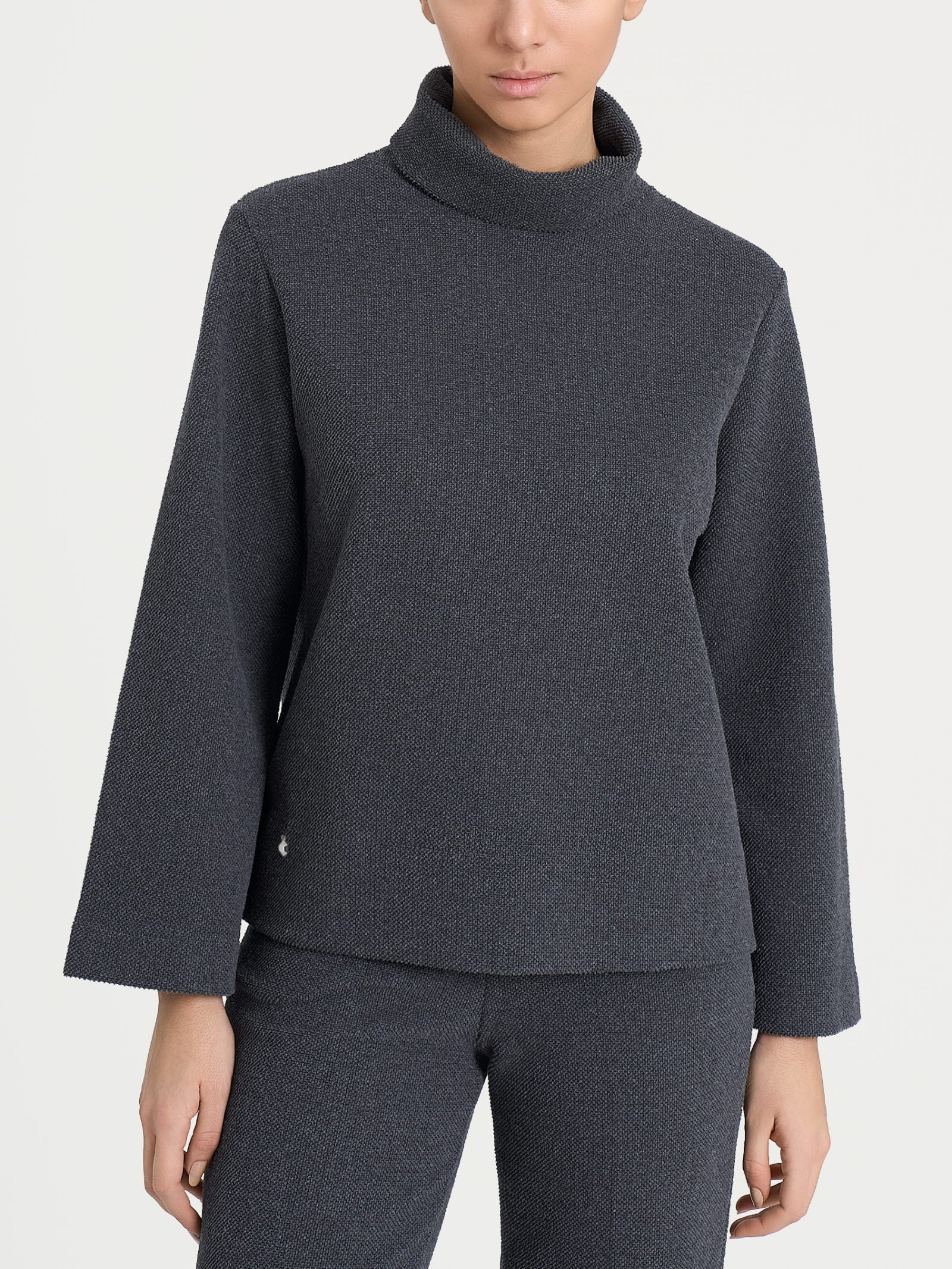 Felpa con collo a ciambella in Japanese Fleece  - Ardesia Mel.