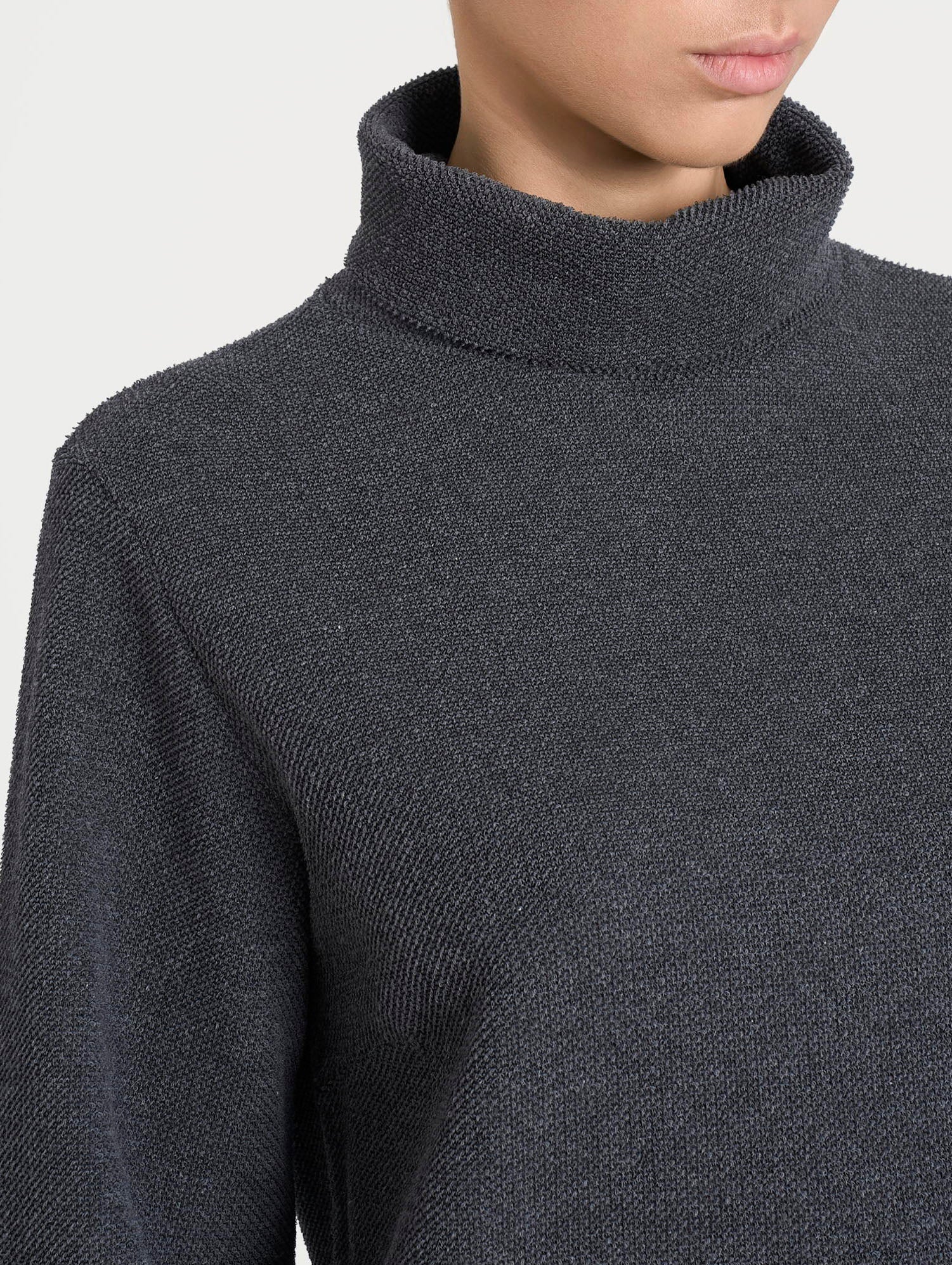 Felpa con collo a ciambella in Japanese Fleece  - Ardesia Mel. - Image 3