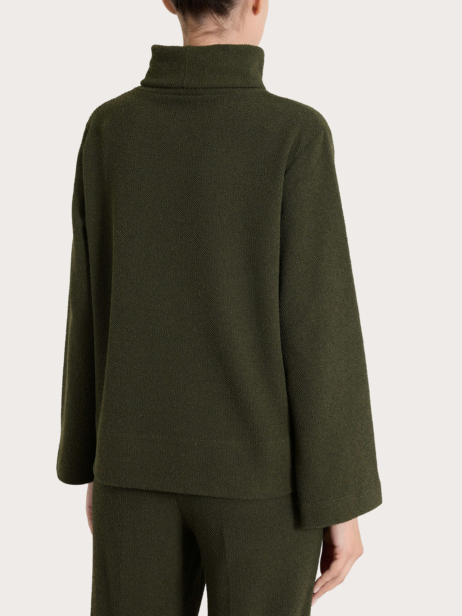 Felpa con collo a ciambella in Japanese Fleece - Dark Olive - Image 2