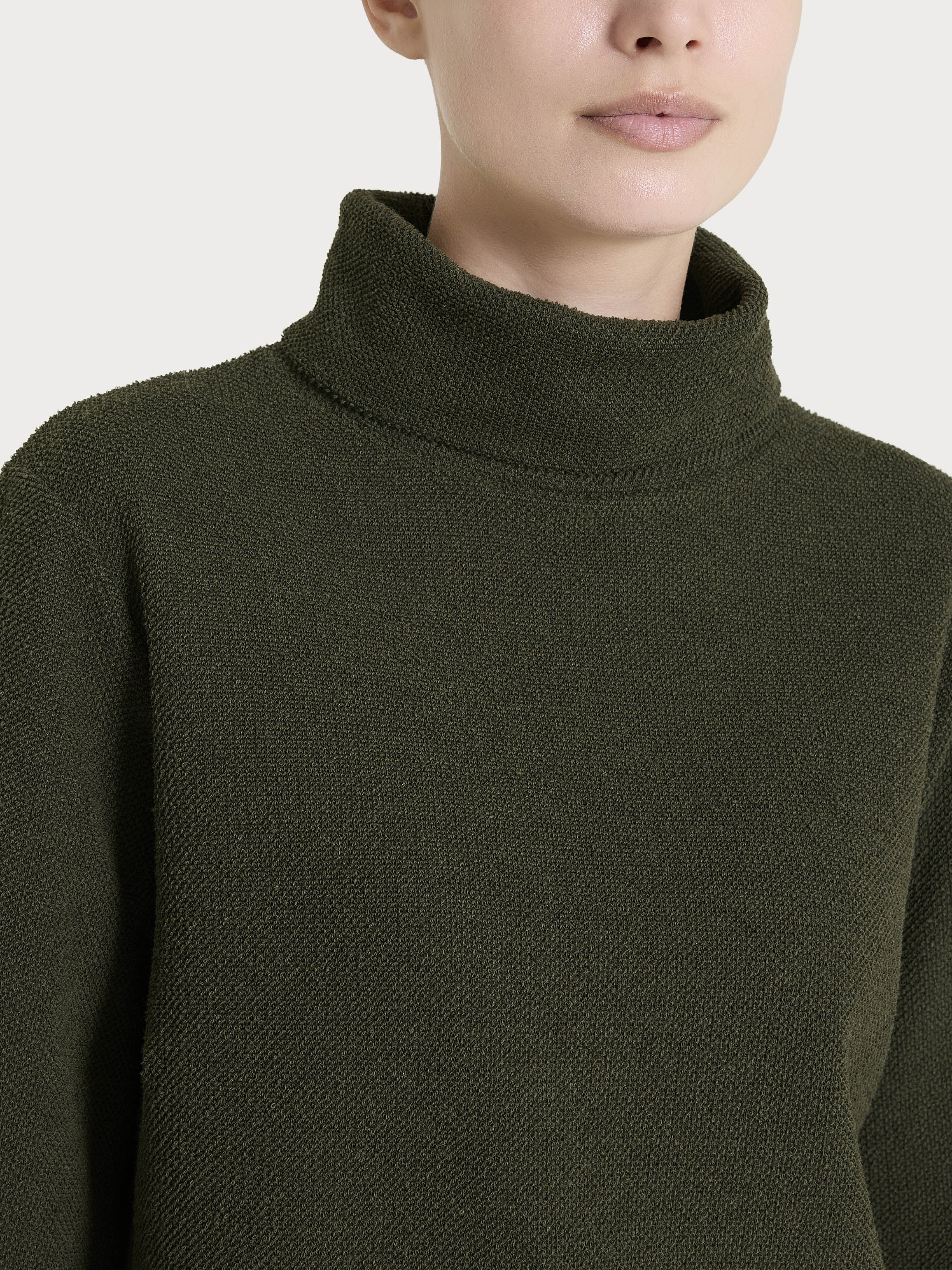 Felpa con collo a ciambella in Japanese Fleece - Dark Olive - Image 3