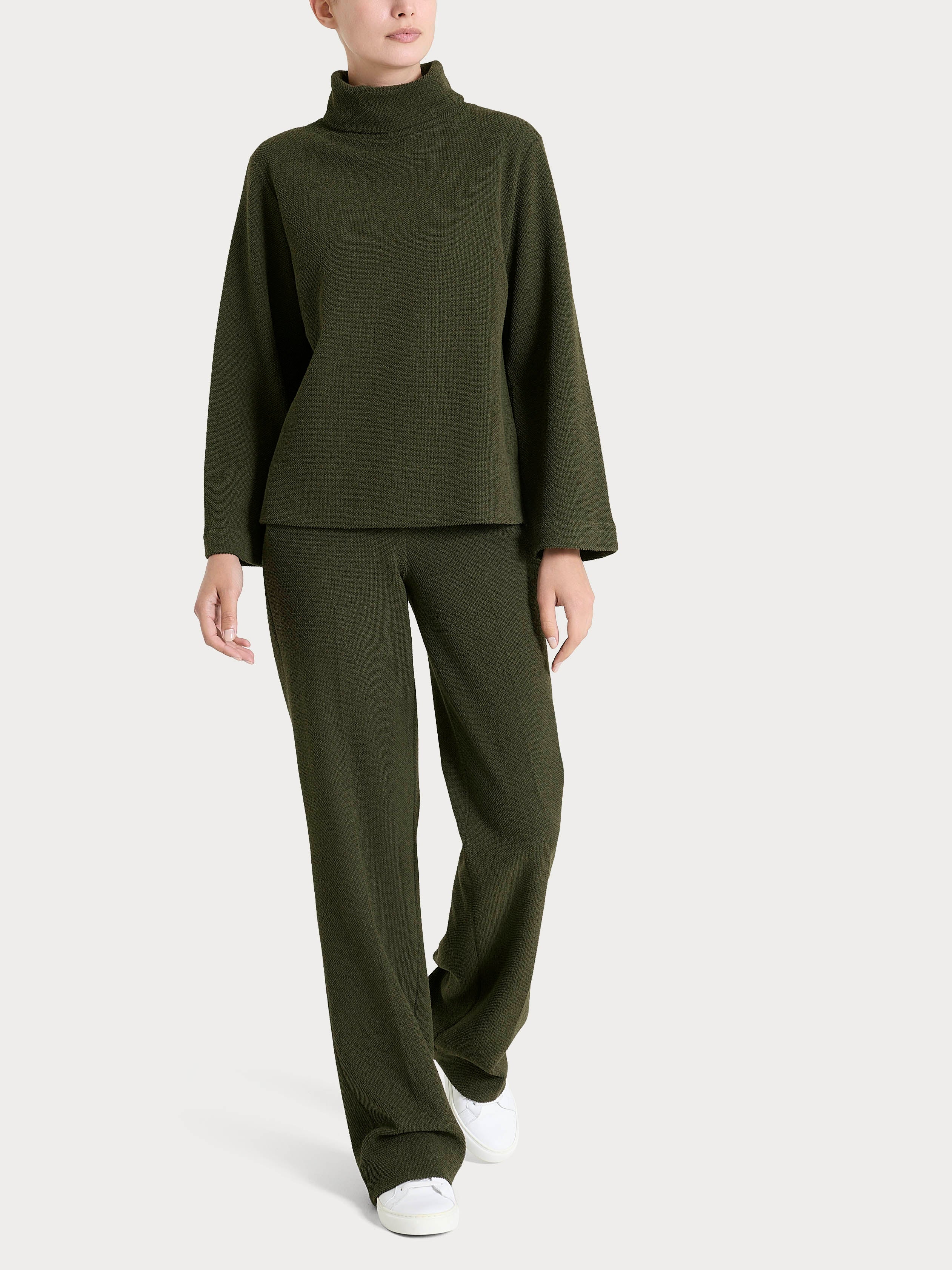 Felpa con collo a ciambella in Japanese Fleece - Dark Olive - Image 4
