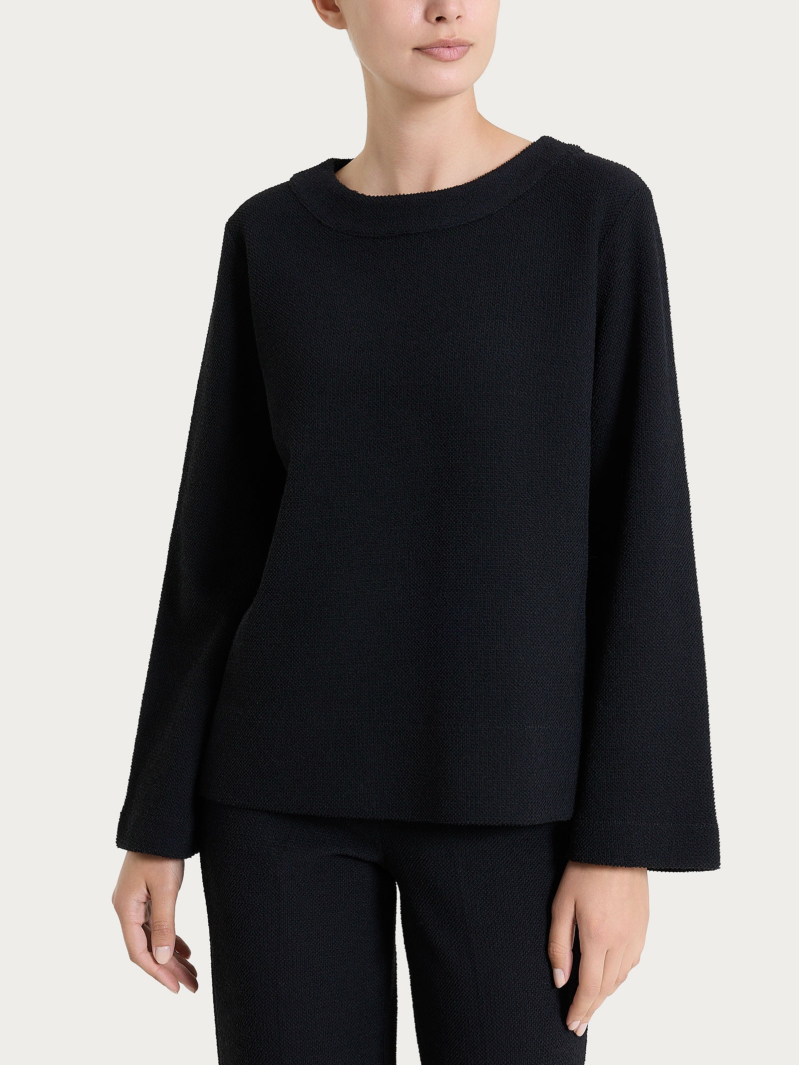 Felpa girocollo in Japanese Fleece - Nero