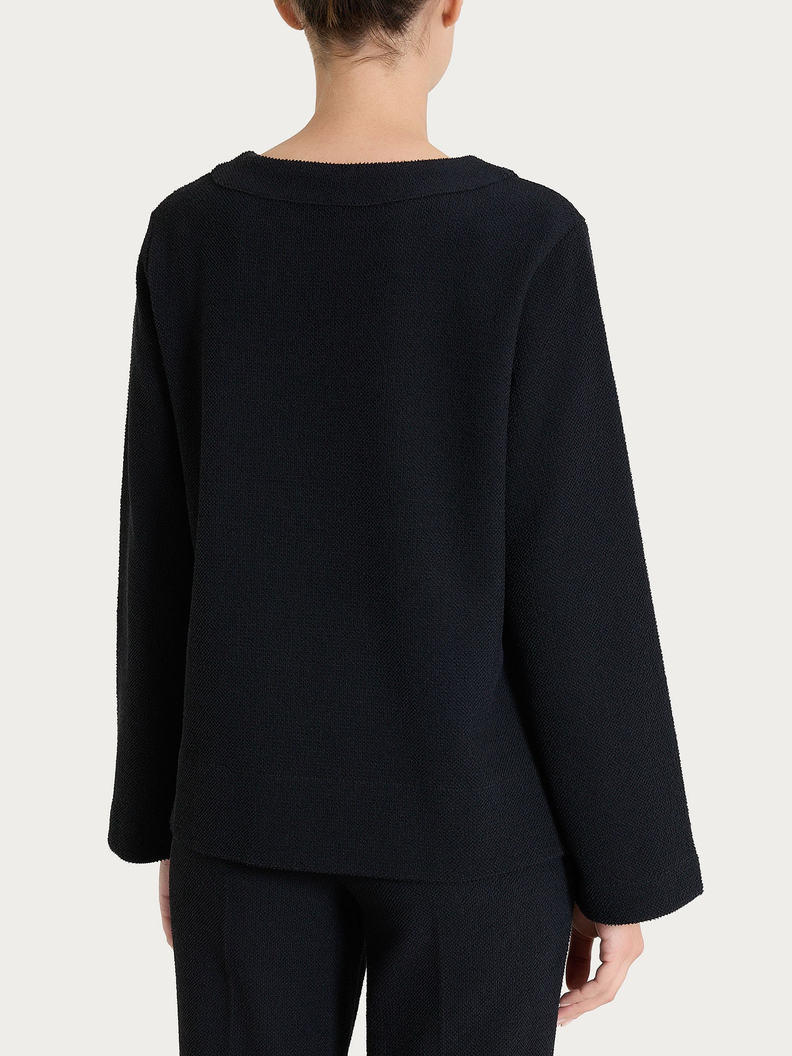 Felpa girocollo in Japanese Fleece - Nero - Image 2