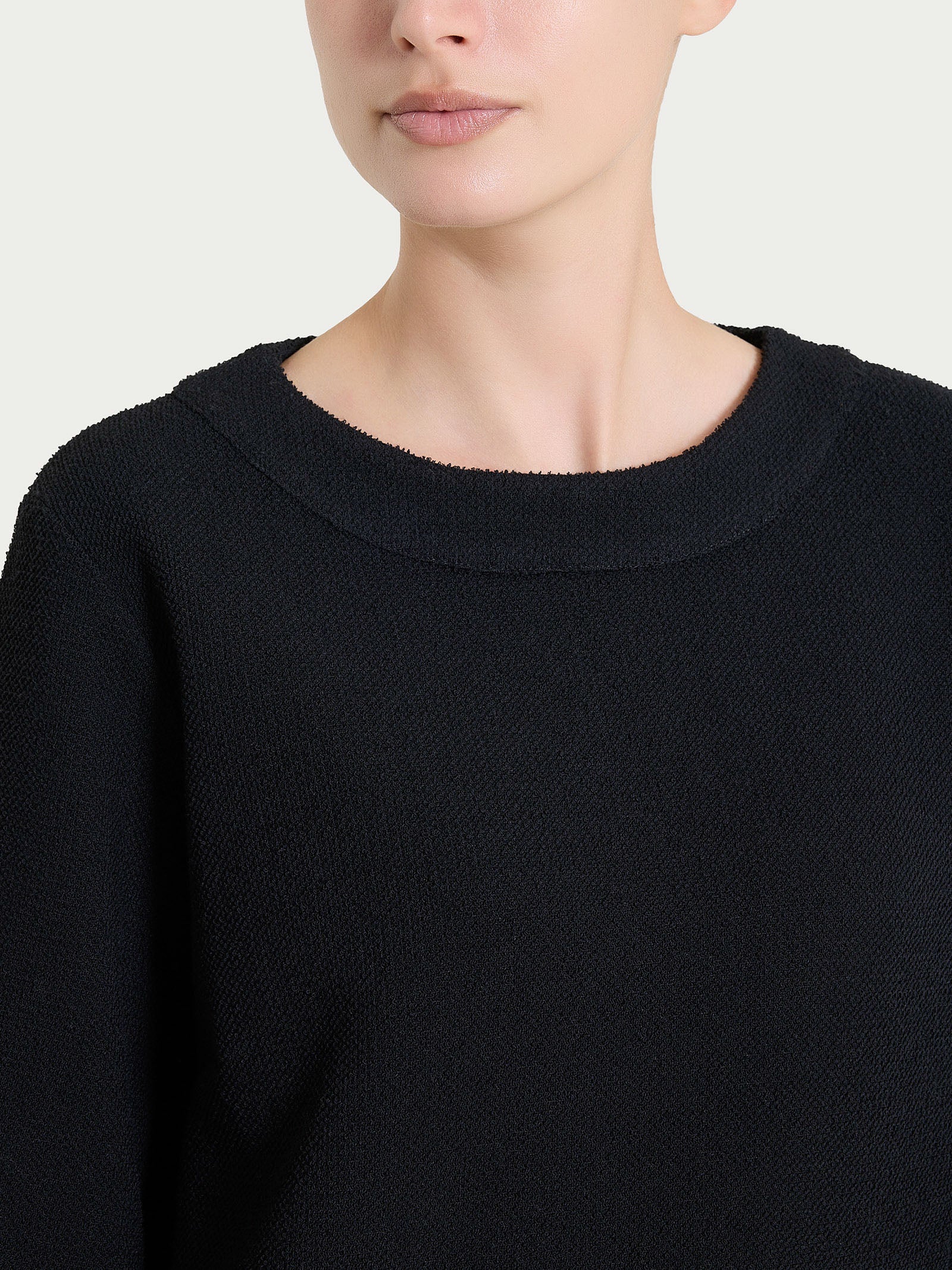 Felpa girocollo in Japanese Fleece - Nero - Image 3