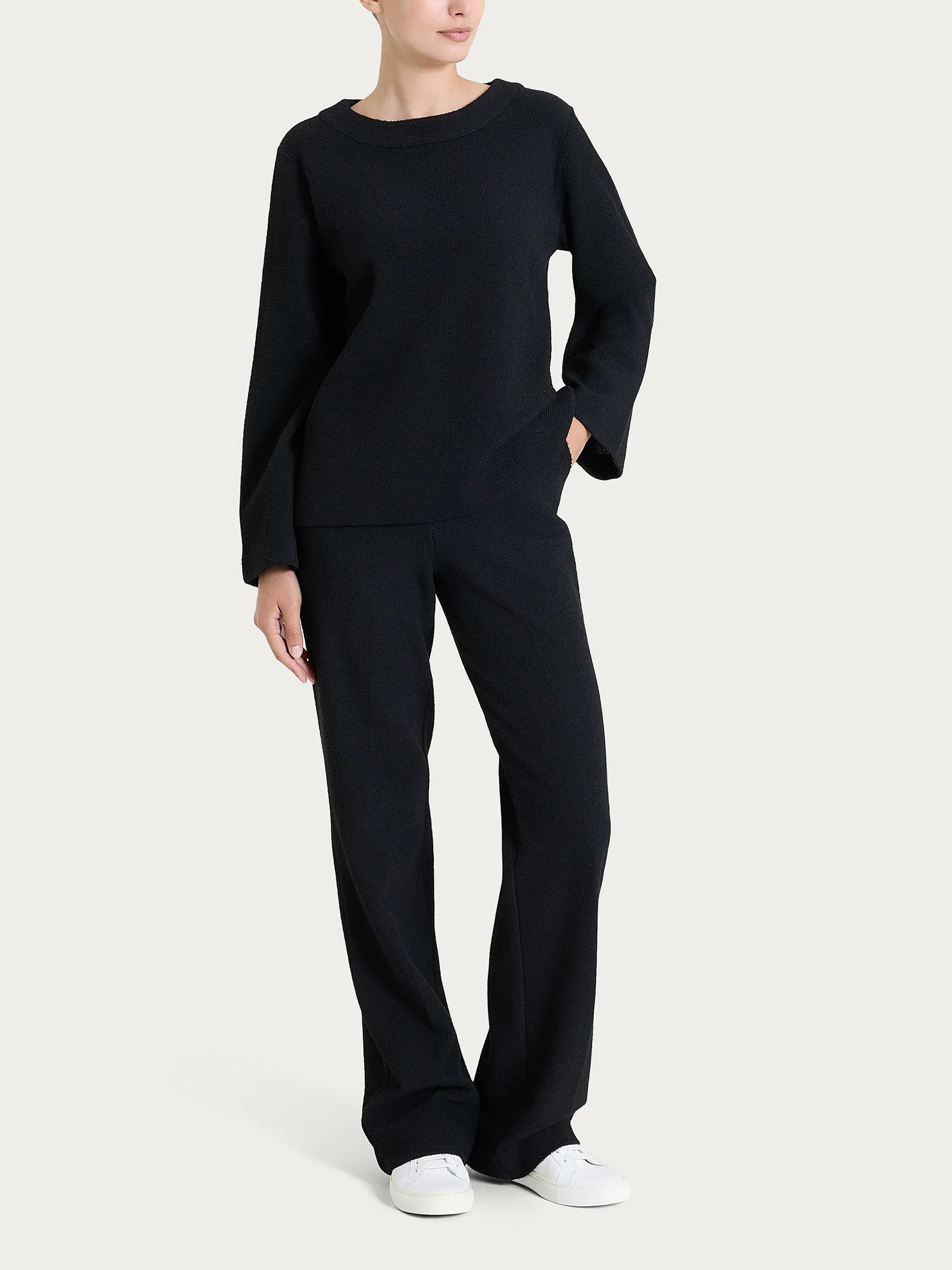 Felpa girocollo in Japanese Fleece - Nero - Image 4