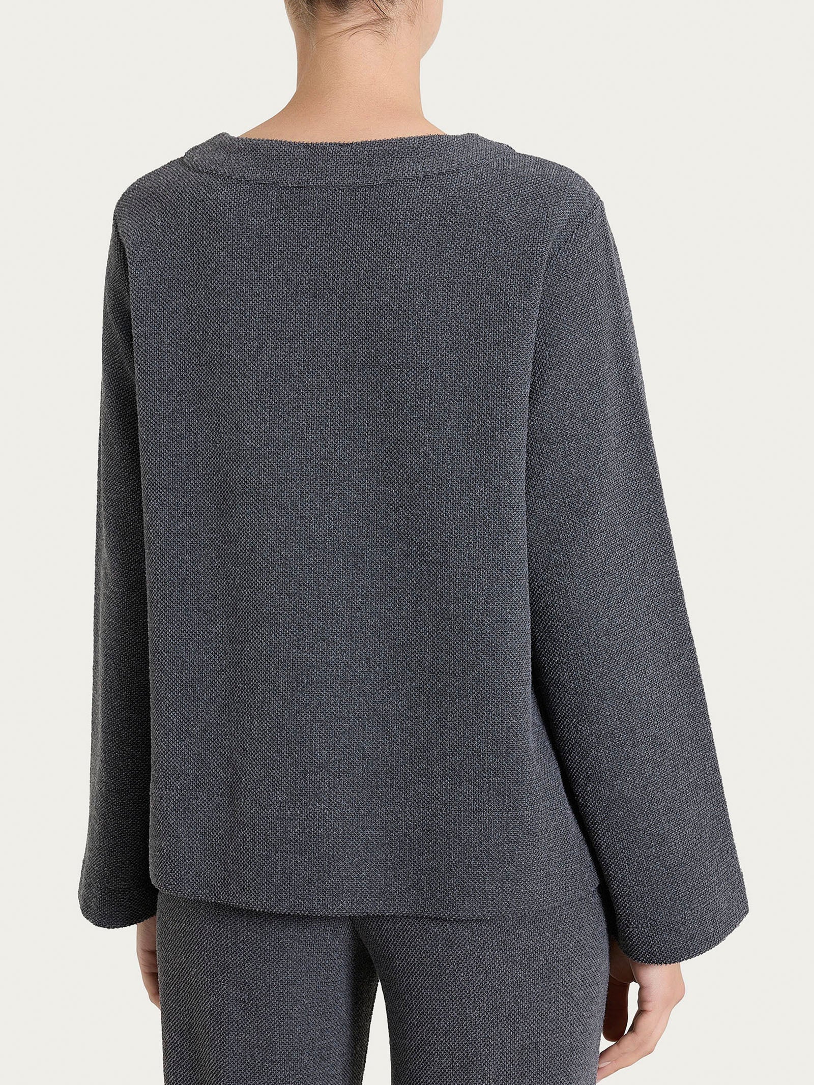 Felpa girocollo in Japanese Fleece - Ardesia Mel. - Image 2