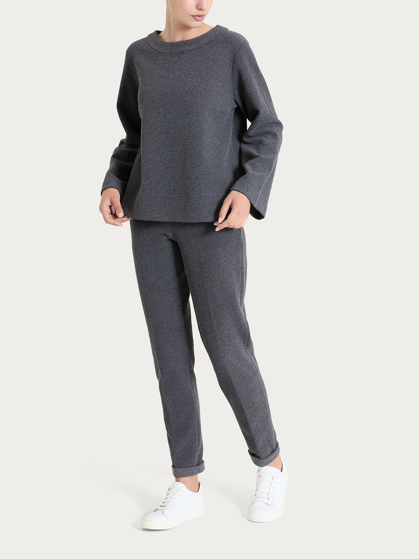 Felpa girocollo in Japanese Fleece - Ardesia Mel. - Image 4
