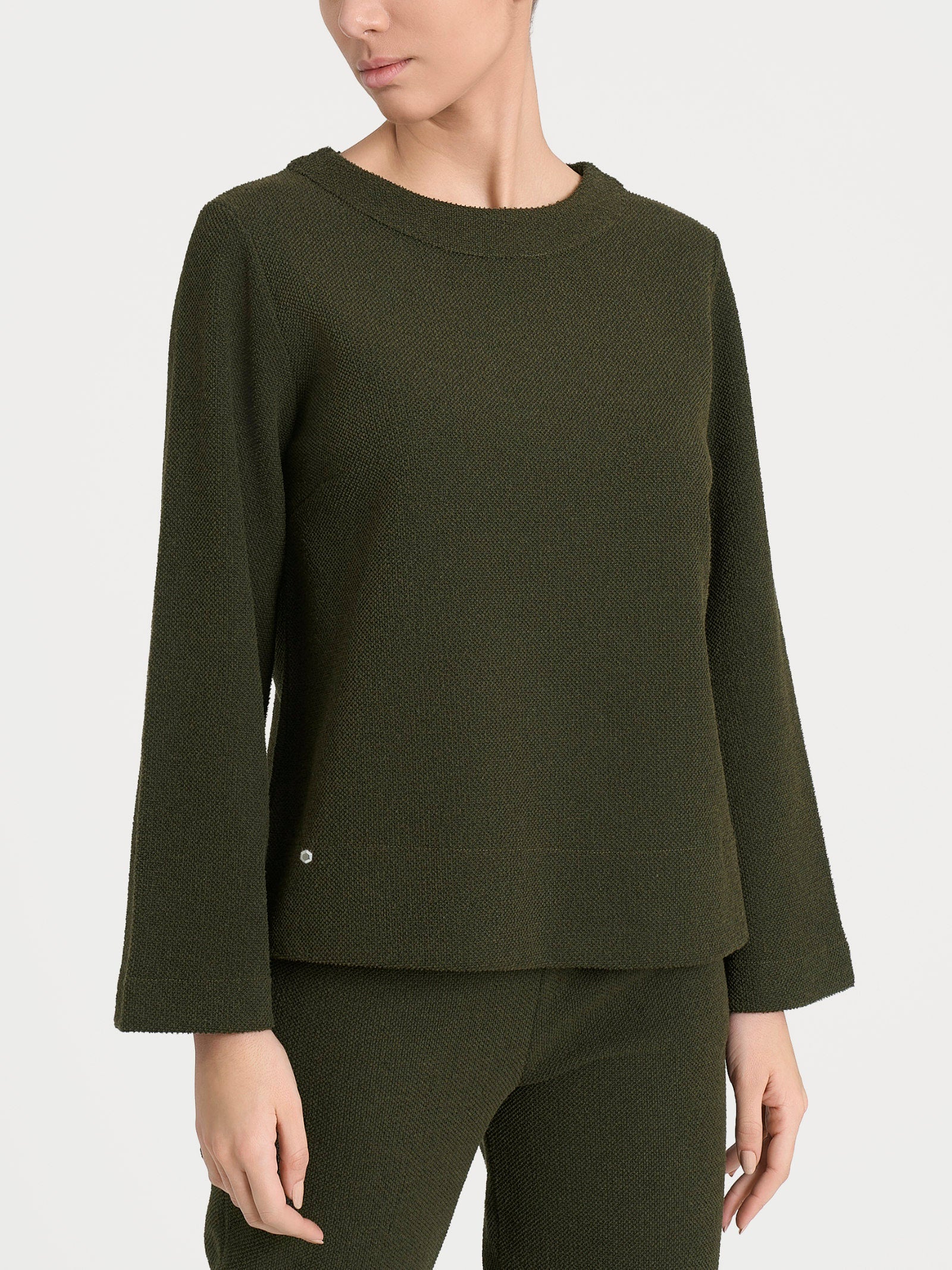 Felpa girocollo in Japanese Fleece - Dark Olive