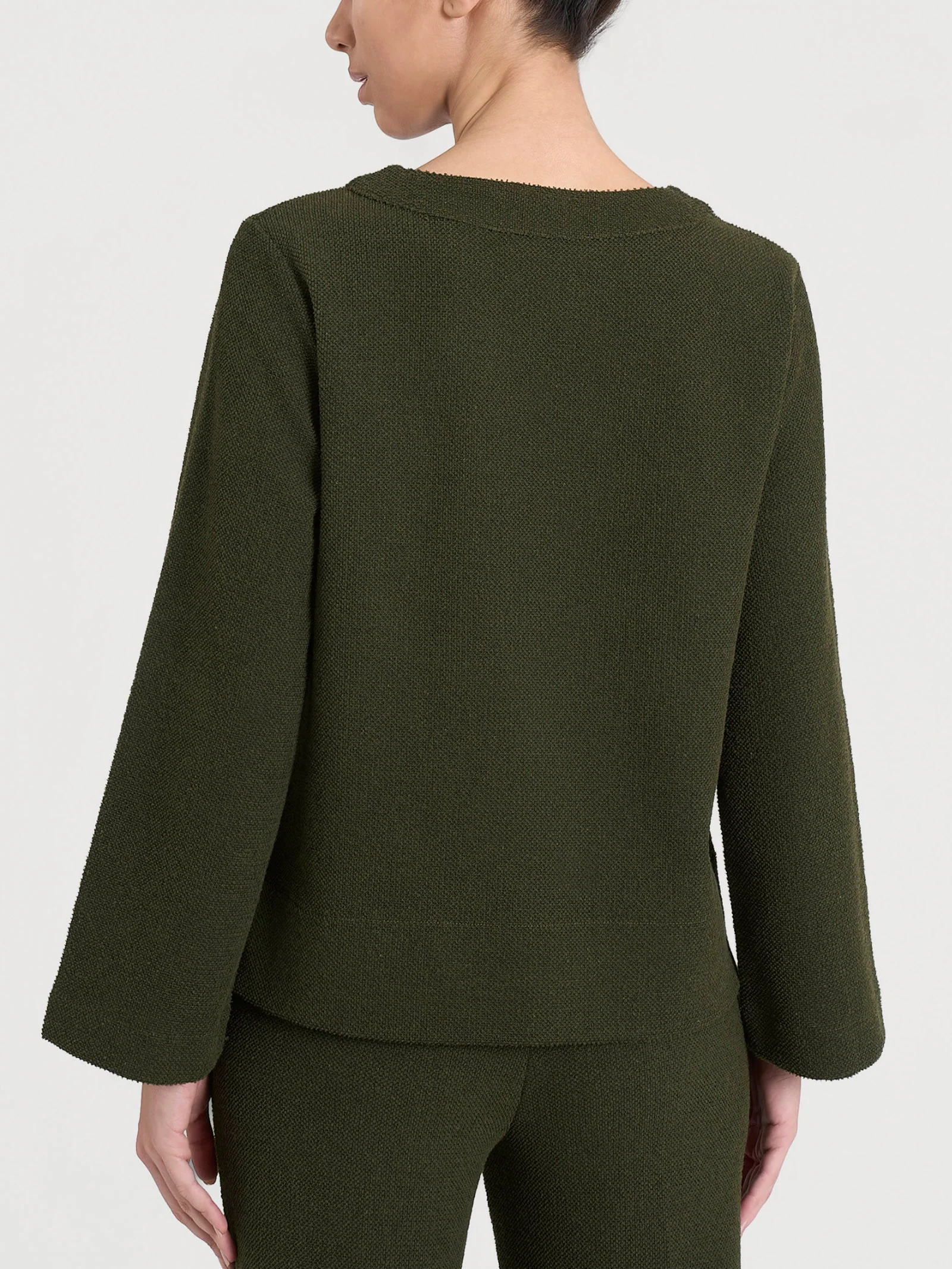 Felpa girocollo in Japanese Fleece - Dark Olive - Image 2