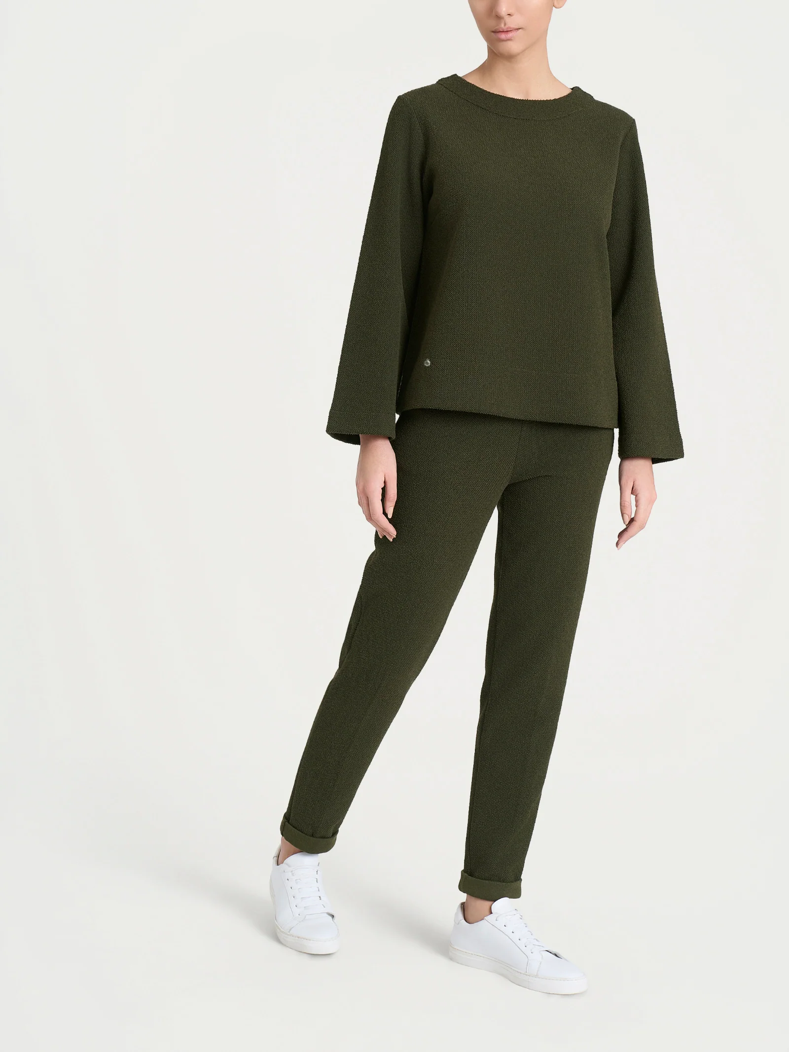 Felpa girocollo in Japanese Fleece - Dark Olive - Image 4