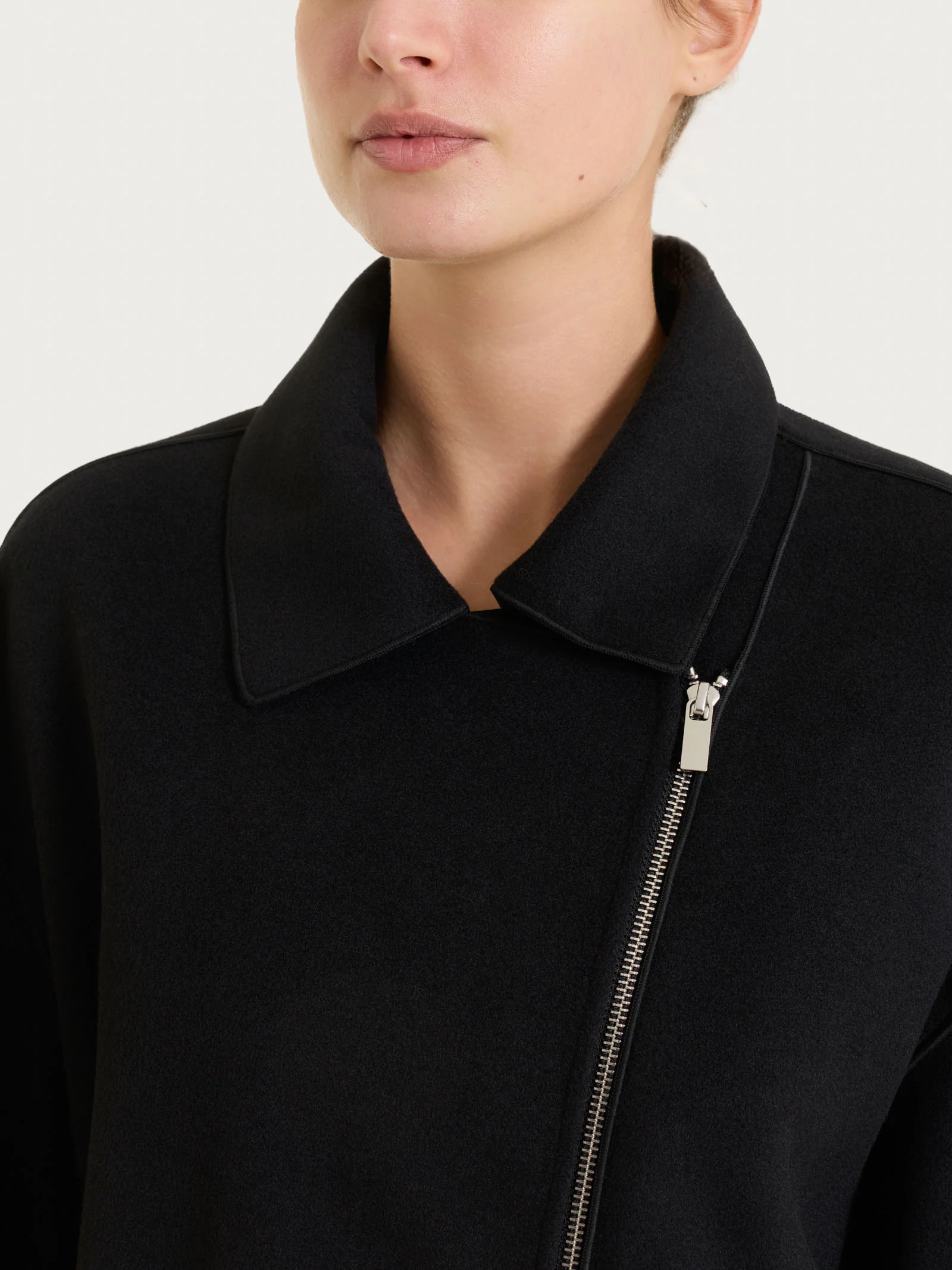 Giacca chiodo in Vegan Wool - Nero - Image 4