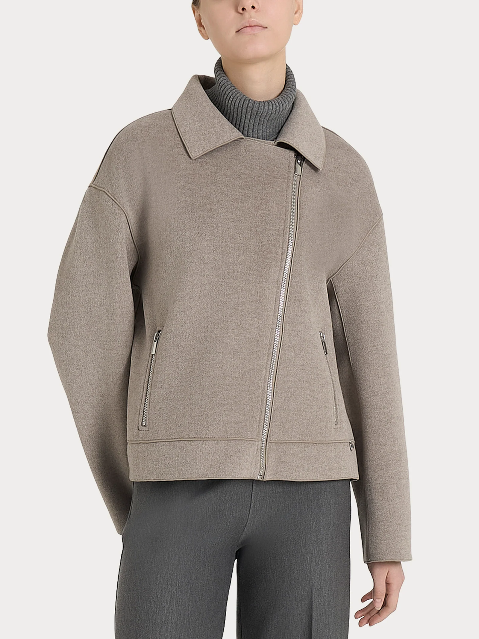 Giacca chiodo in Vegan Wool - Glace' Mel.