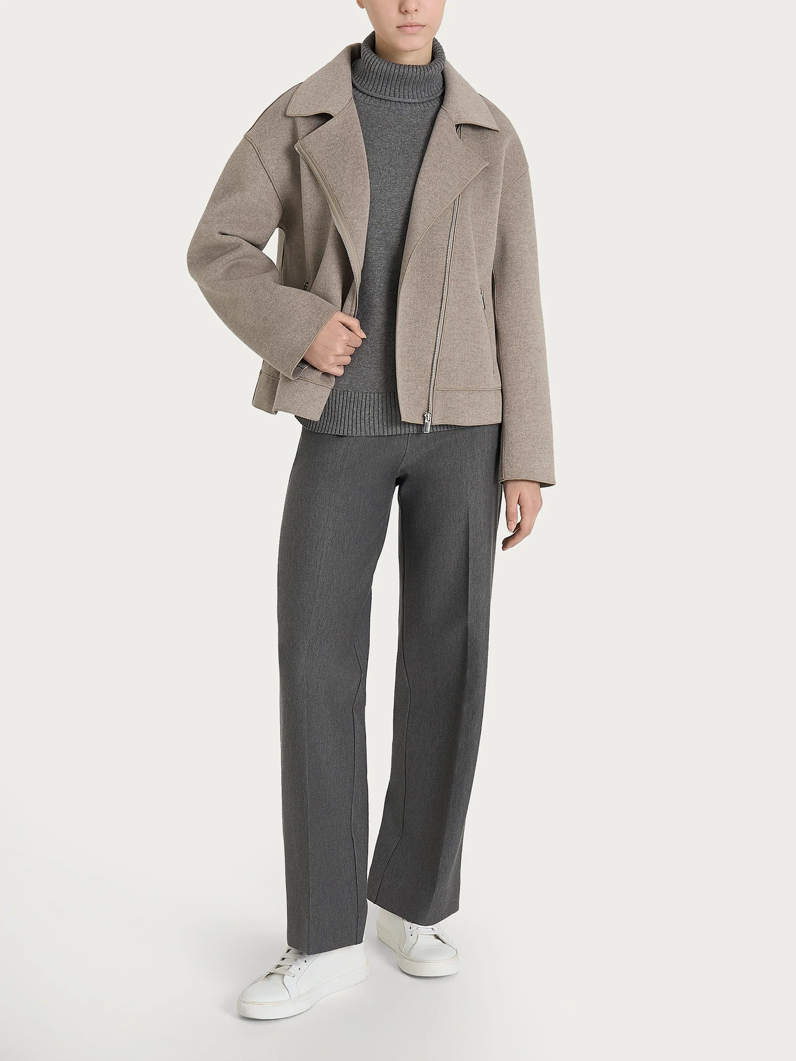 Giacca chiodo in Vegan Wool - Glace' Mel. - Image 4