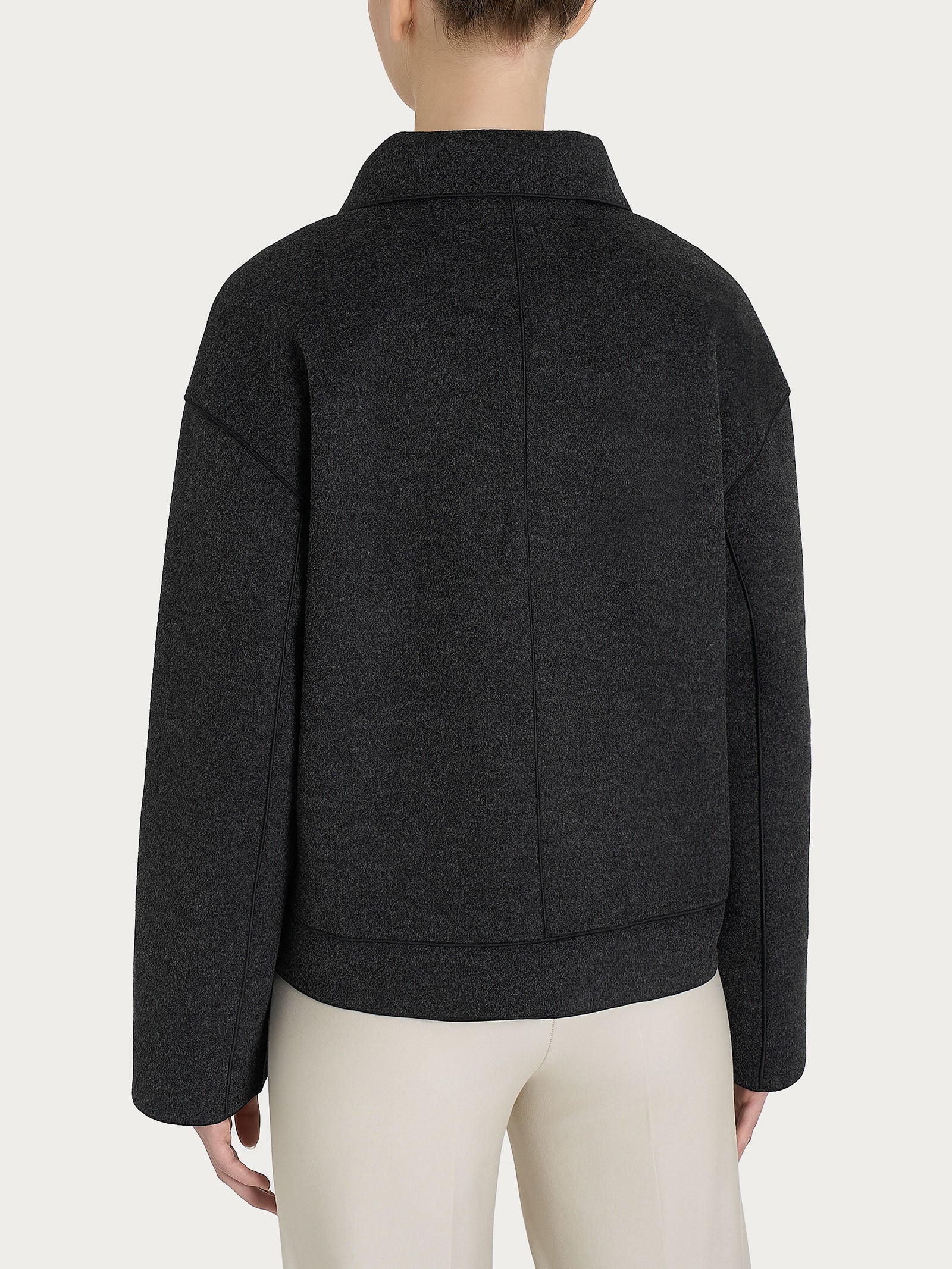 Giacca chiodo in Vegan Wool - Oscuro Mel. - Image 2
