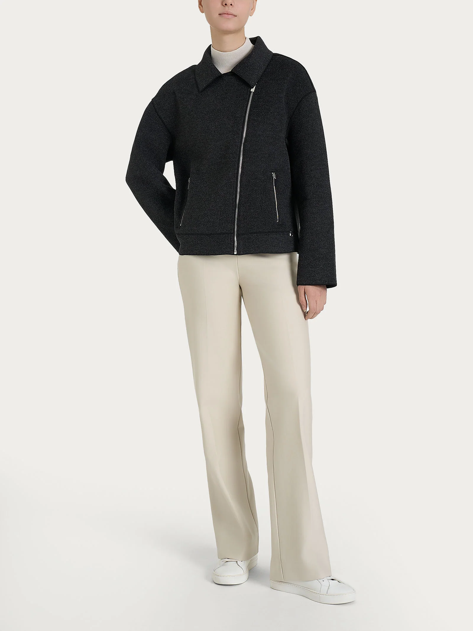 Giacca chiodo in Vegan Wool - Oscuro Mel. - Image 4
