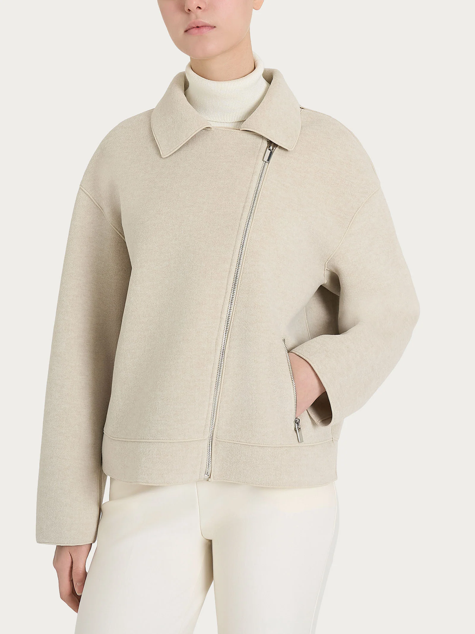 Giacca chiodo in Vegan Wool - CHAMPIGNON MEL.
