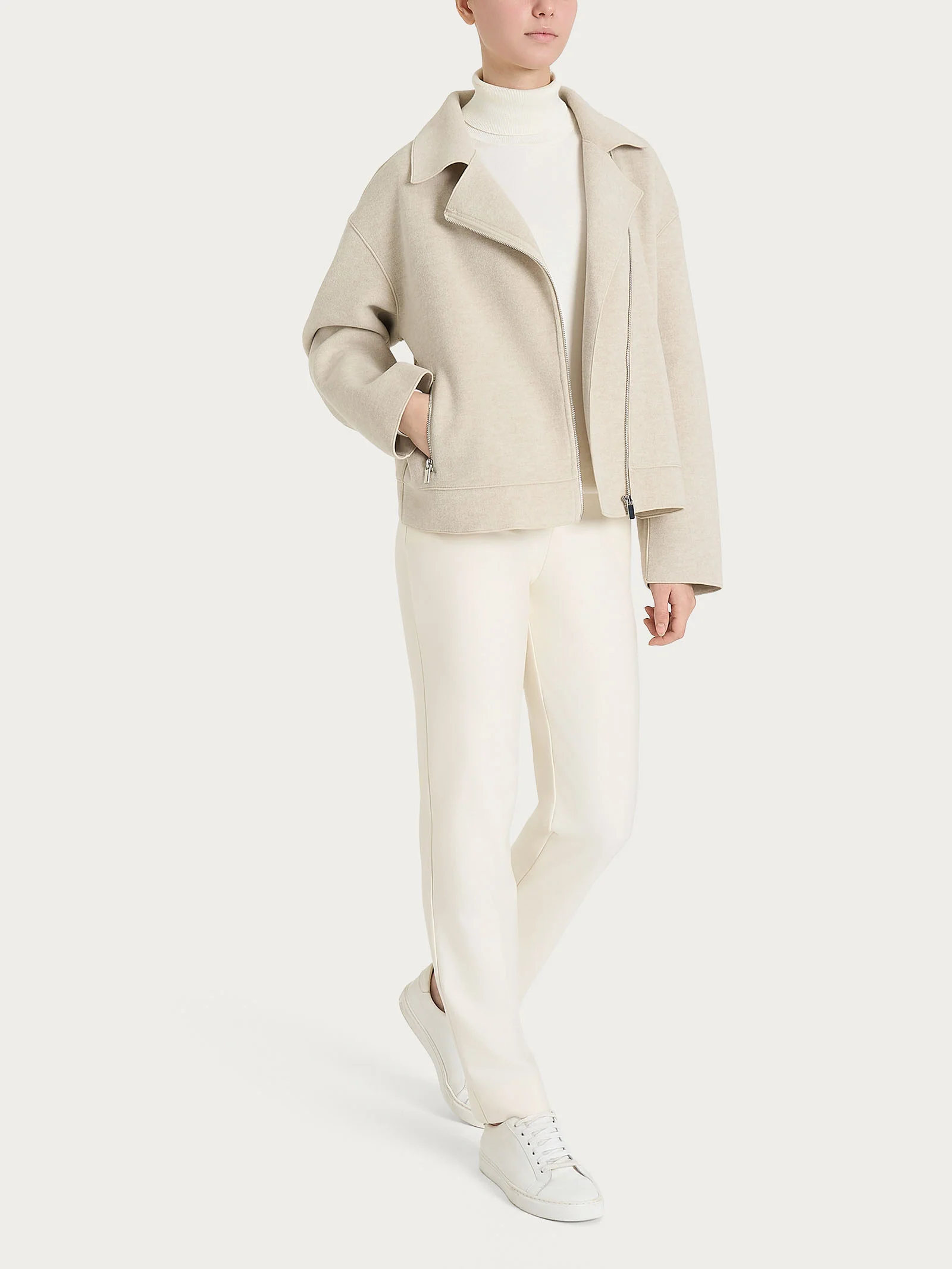 Giacca chiodo in Vegan Wool - CHAMPIGNON MEL. - Image 4
