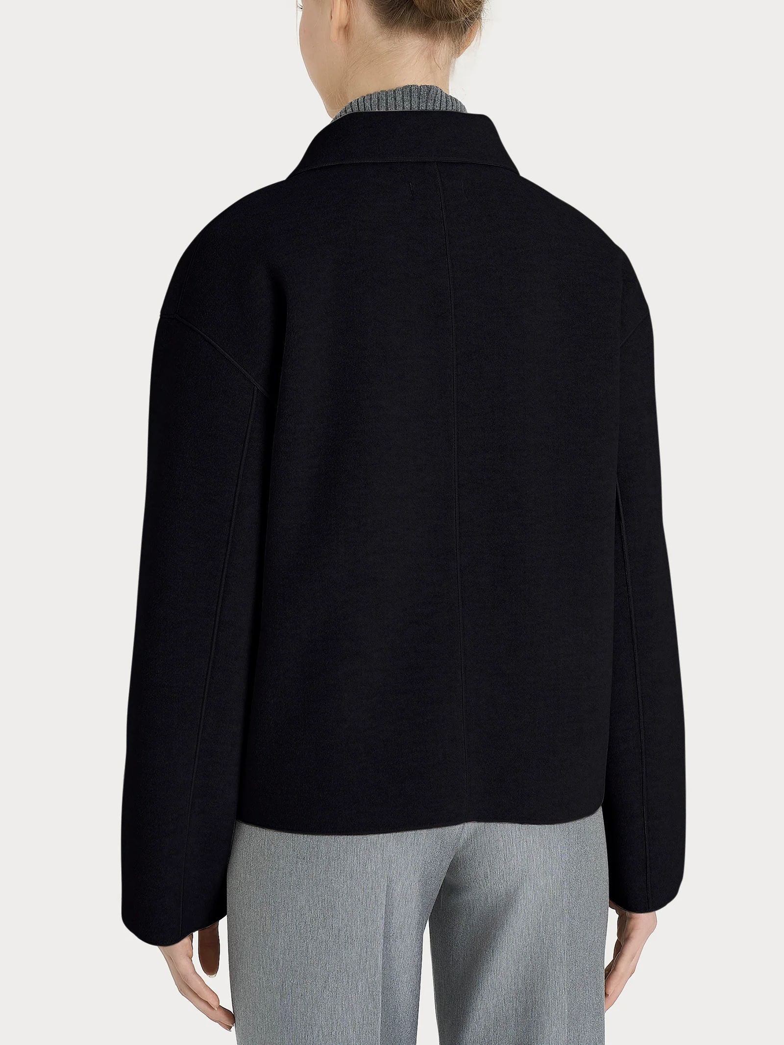 Giacca con collo camicia in Vegan Wool - Nero - Image 2
