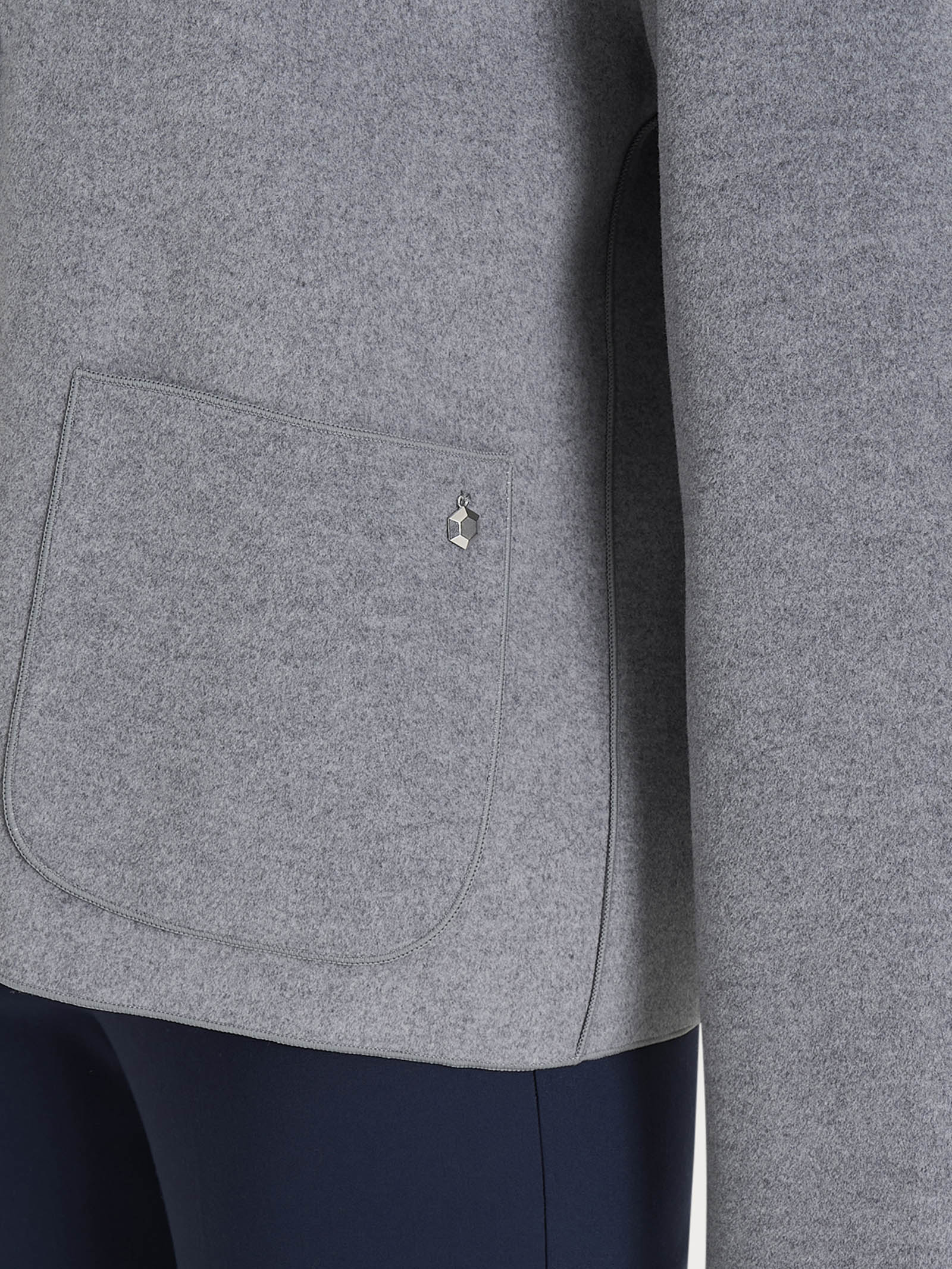 Giacca con collo camicia in Vegan Wool - Grigio Mel. - Image 2