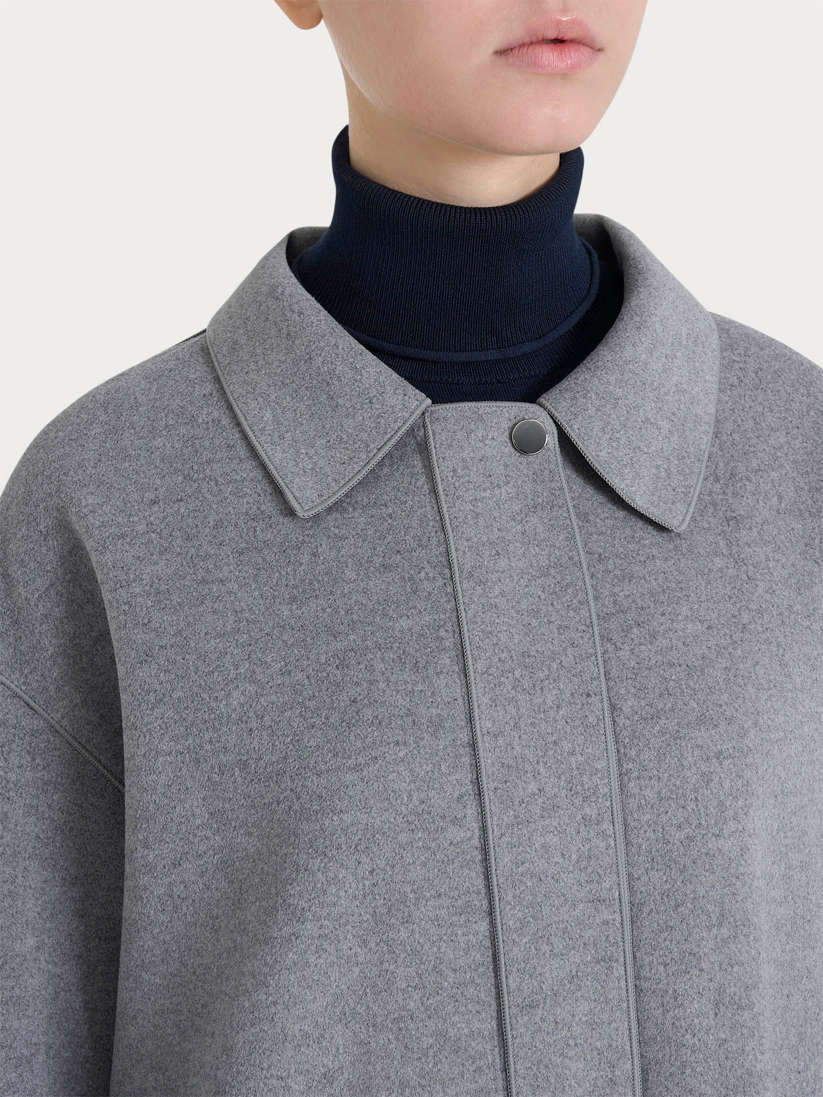 Giacca con collo camicia in Vegan Wool - Grigio Mel. - Image 3