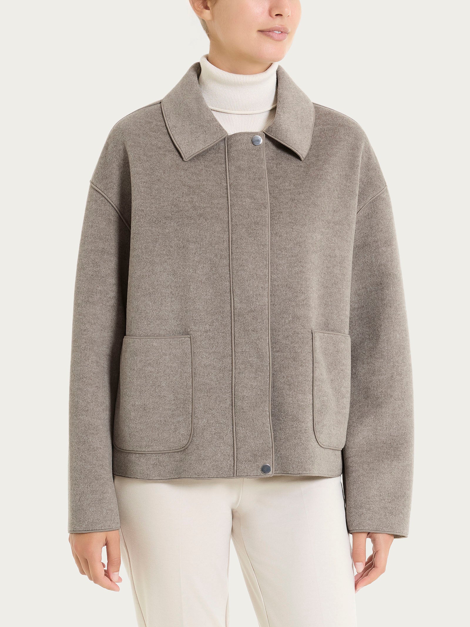 Giacca con collo camicia in Vegan Wool - Glace' Mel.
