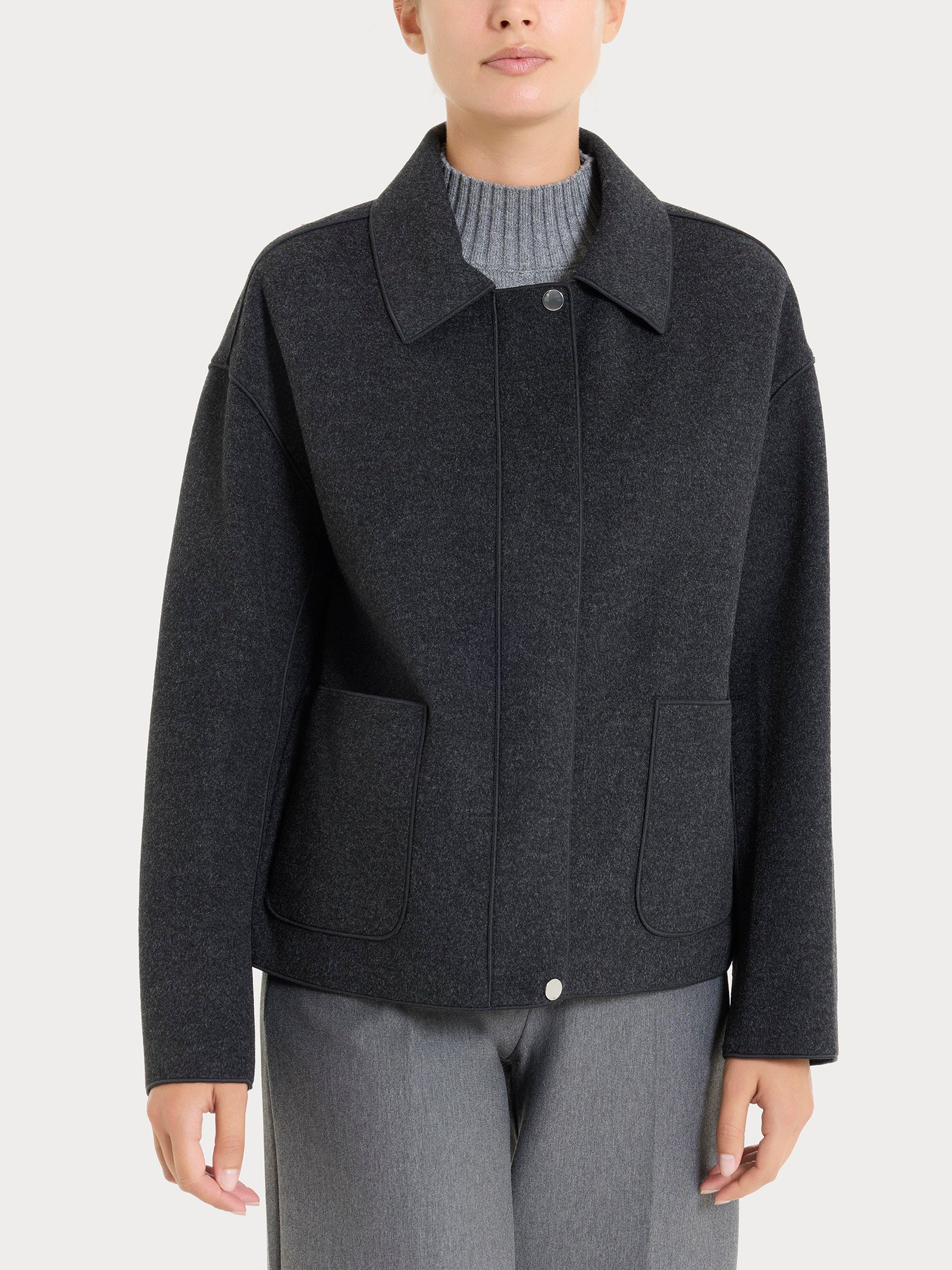 Giacca con collo camicia in Vegan Wool - Oscuro Mel.