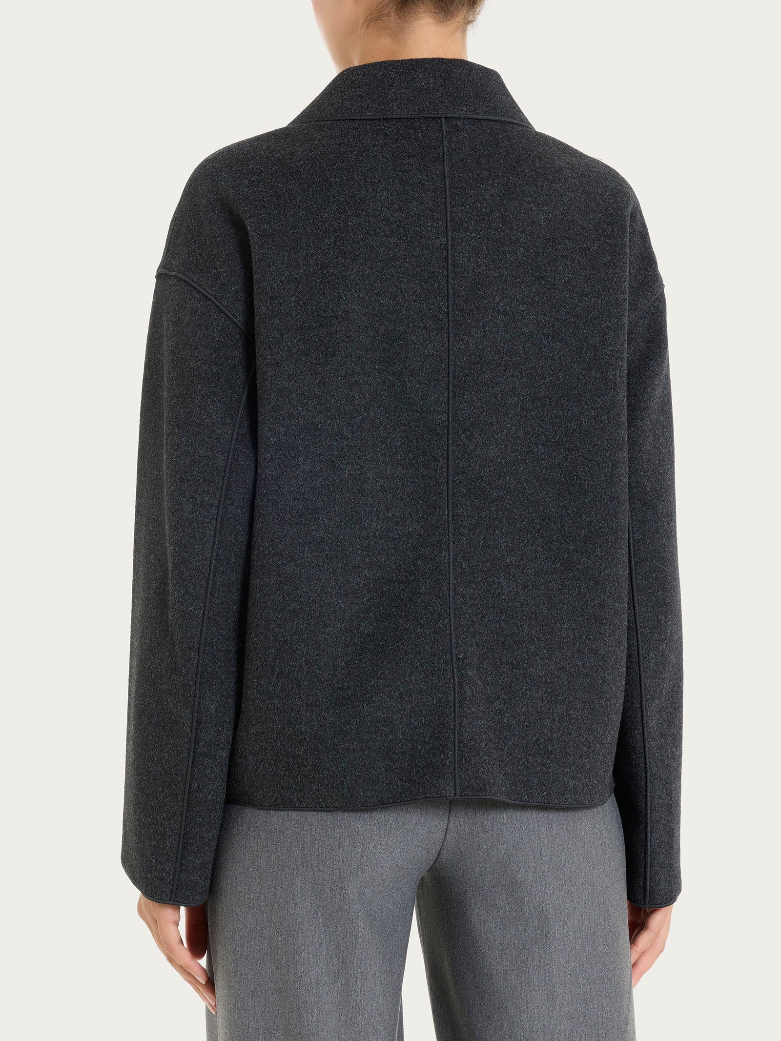 Giacca con collo camicia in Vegan Wool - Oscuro Mel. - Image 2