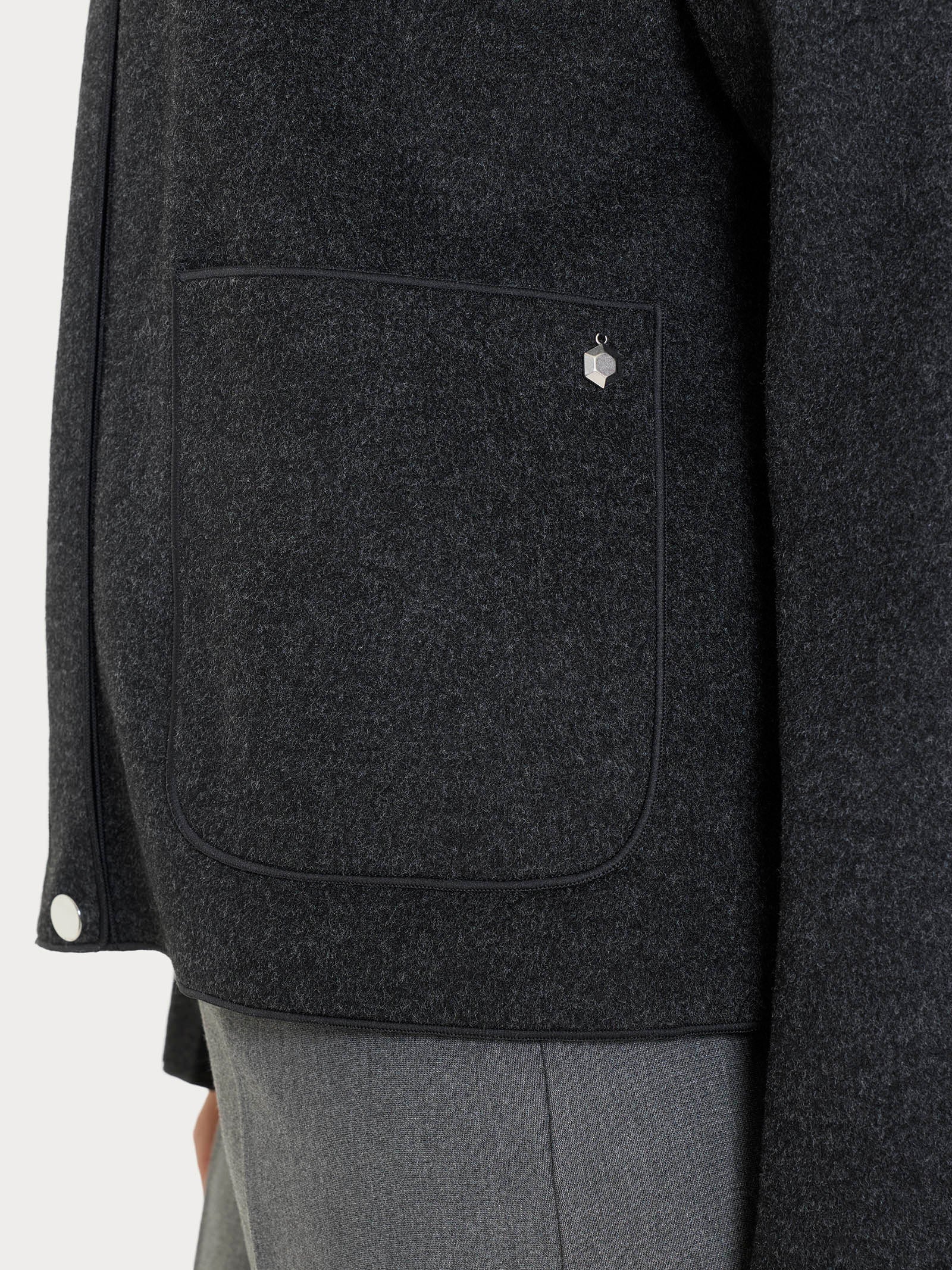 Giacca con collo camicia in Vegan Wool - Oscuro Mel. - Image 3