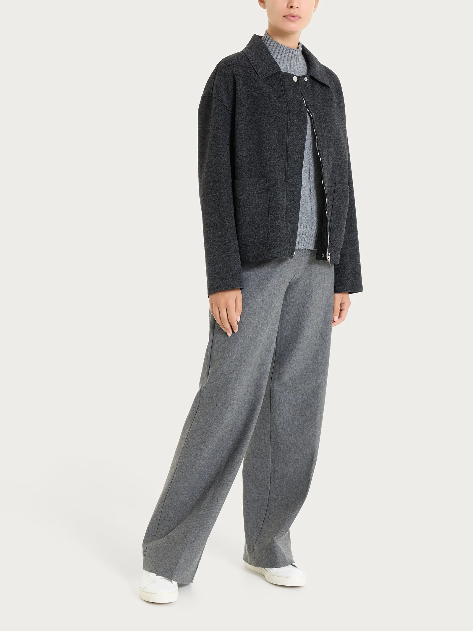 Giacca con collo camicia in Vegan Wool - Oscuro Mel. - Image 4