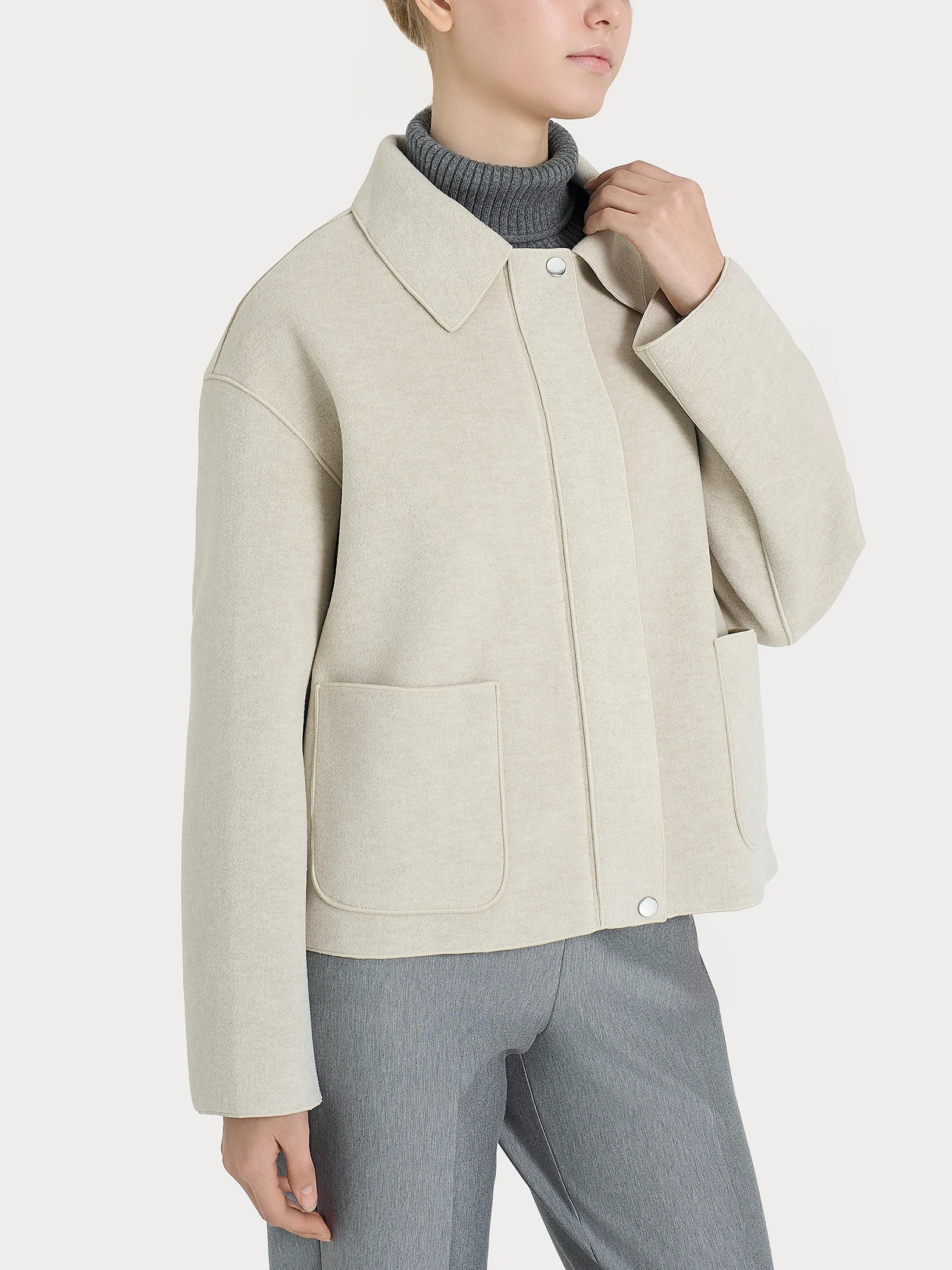 Giacca con collo camicia in Vegan Wool - CHAMPIGNON MEL.