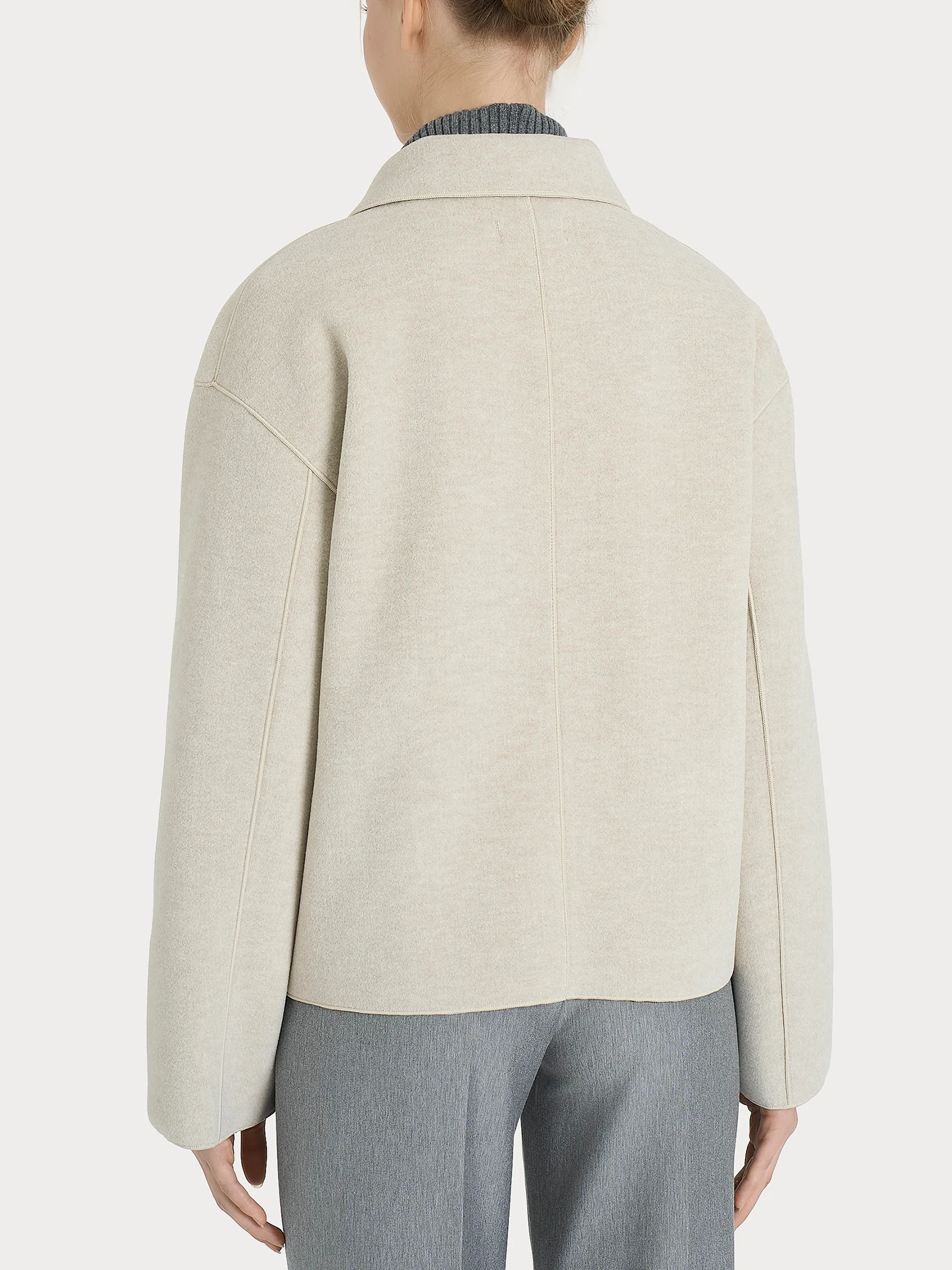 Giacca con collo camicia in Vegan Wool - CHAMPIGNON MEL. - Image 2