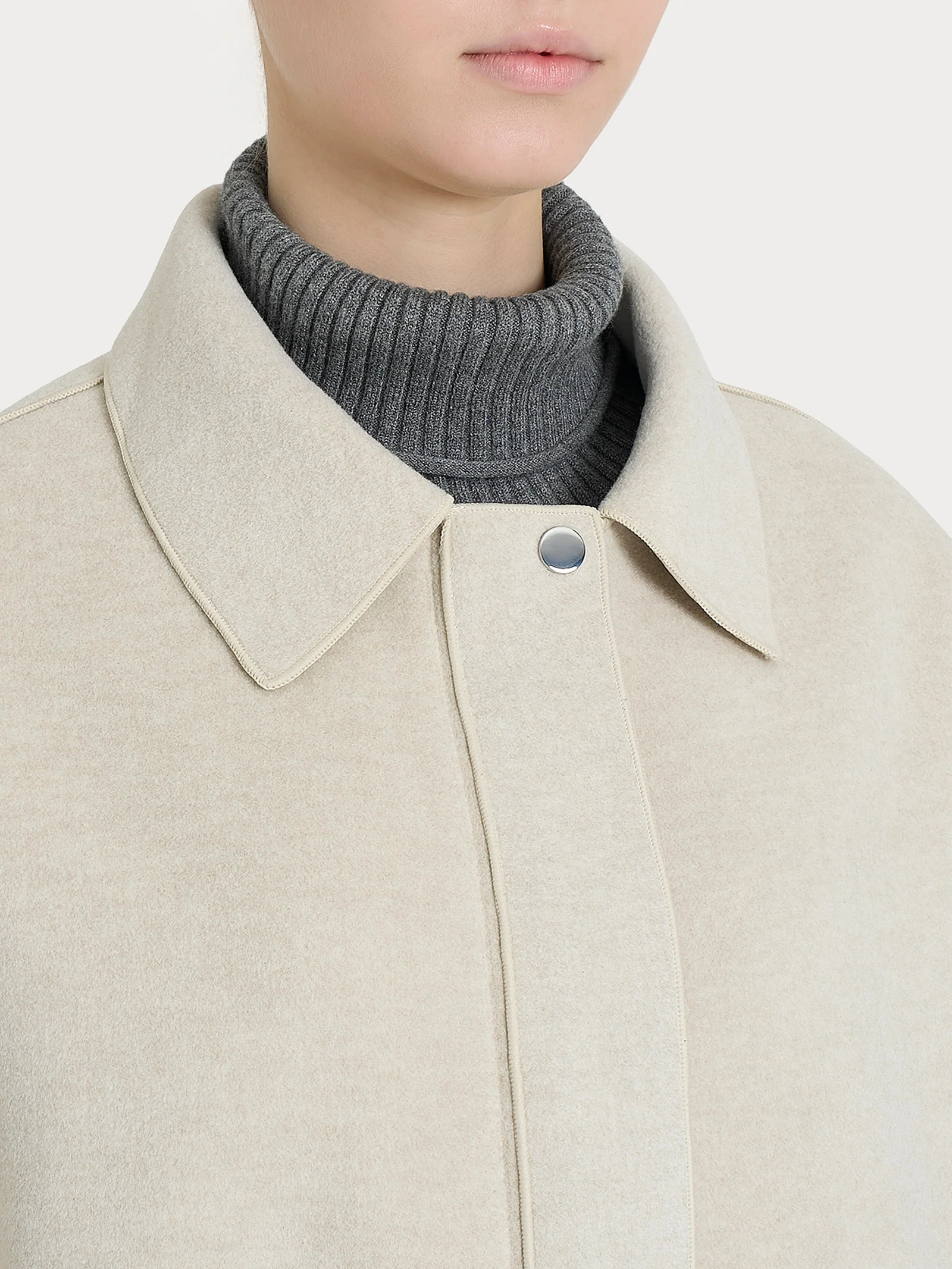 Giacca con collo camicia in Vegan Wool - CHAMPIGNON MEL. - Image 3