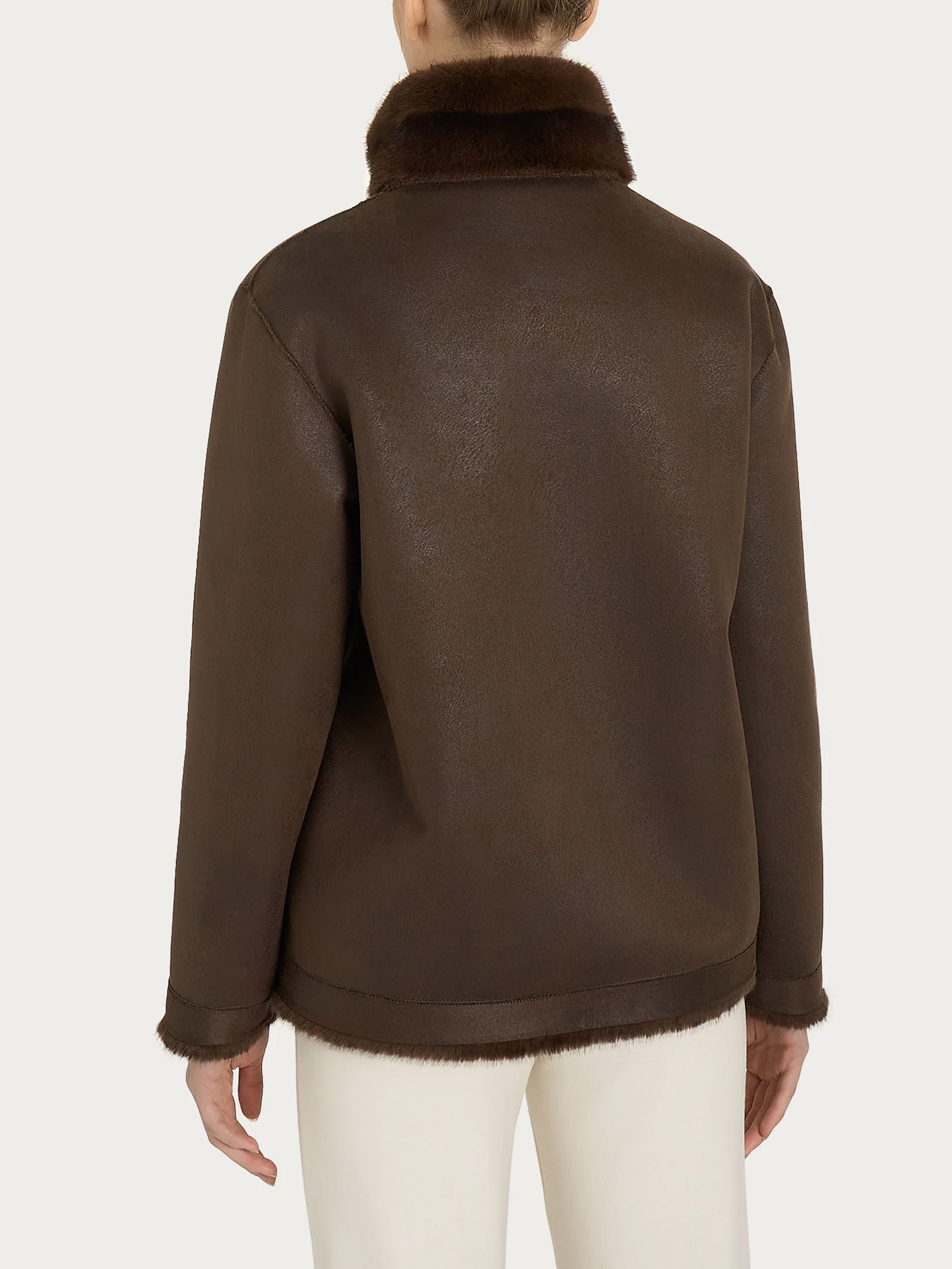 Giacca double-face in Vegan Fur - Fant. Chocolate Torte - Image 3