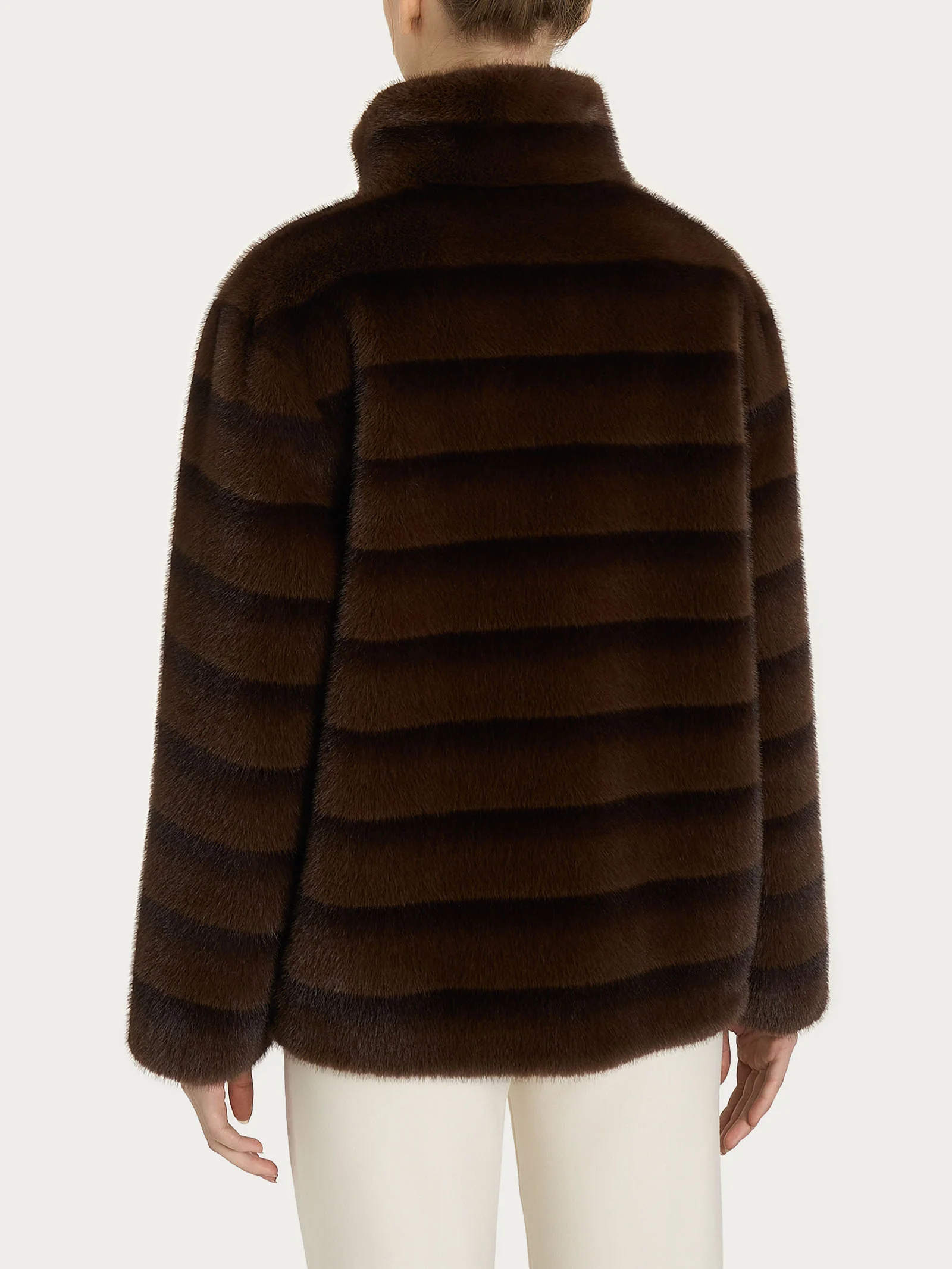 Giacca double-face in Vegan Fur - Fant. Chocolate Torte - Image 4