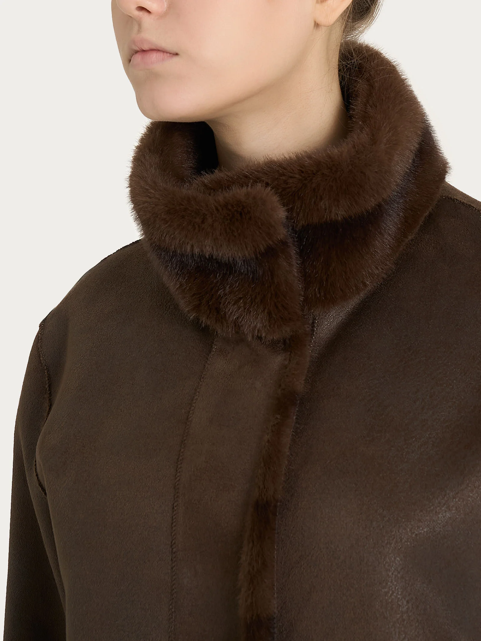 Giacca double-face in Vegan Fur - Fant. Chocolate Torte - Image 5